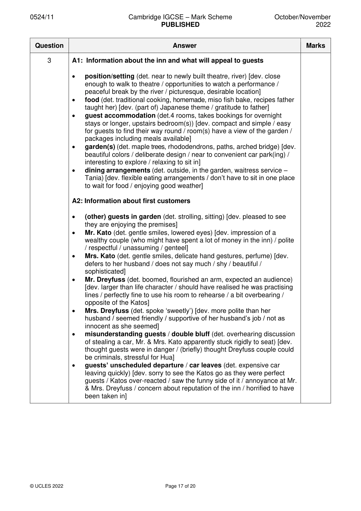 Mark scheme, page 17 of 20
