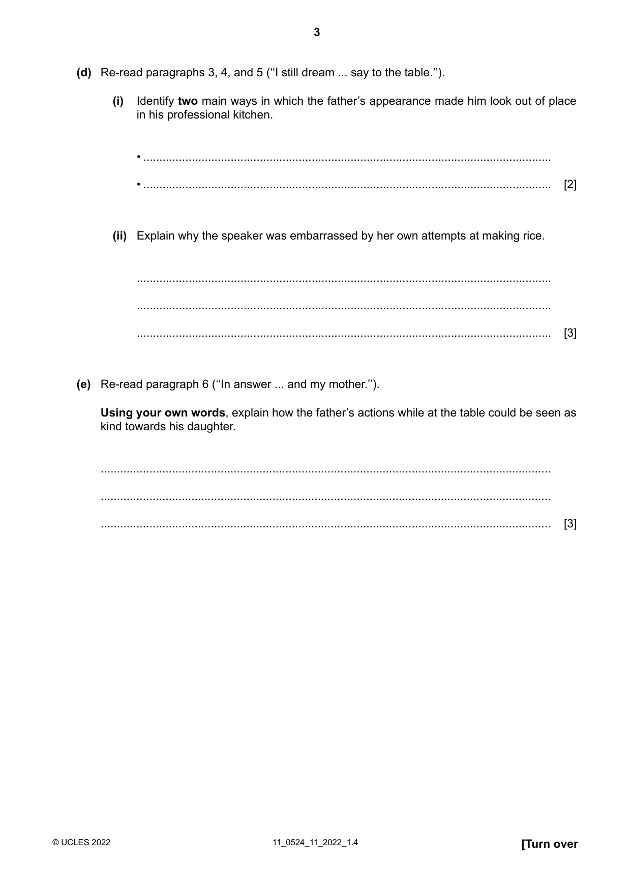 Cambridge IGCSE English - First Language (BES) 0524 2022 Oct/Nov Paper 1 · Variant 1 question paper, page 3 of 16