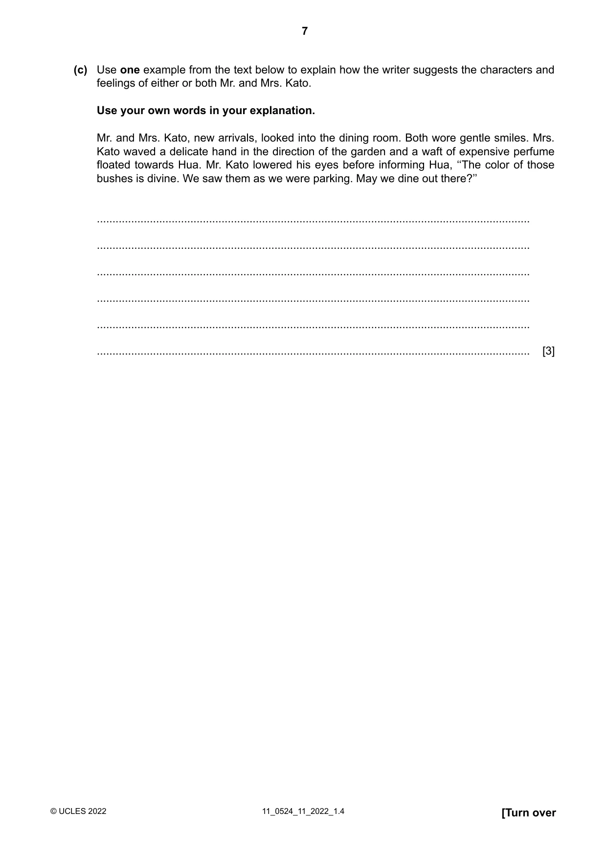 Cambridge IGCSE English - First Language (BES) 0524 2022 Oct/Nov Paper 1 · Variant 1 question paper, page 7 of 16