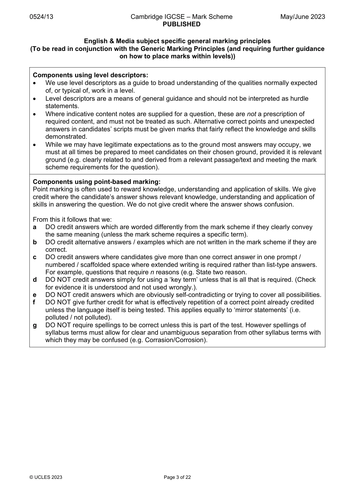 Mark scheme, page 3 of 22