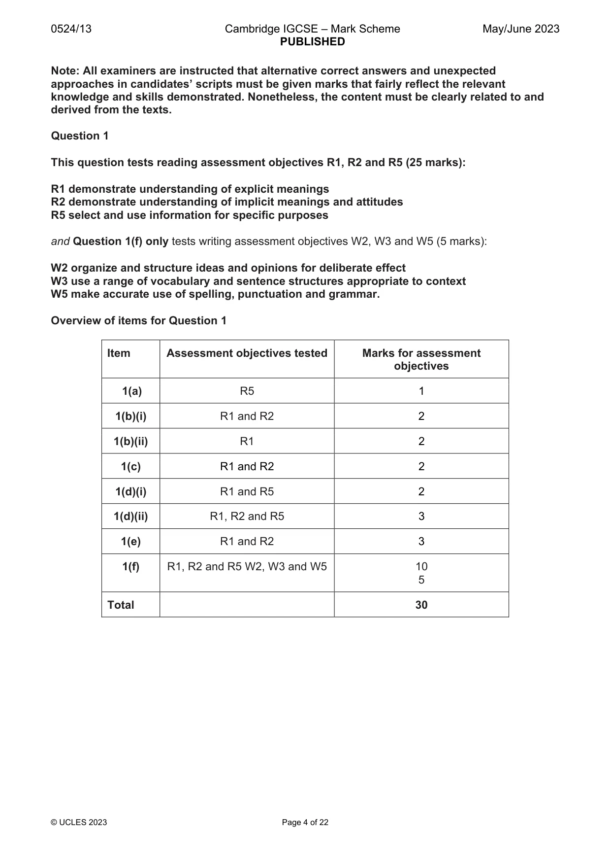 Mark scheme, page 4 of 22