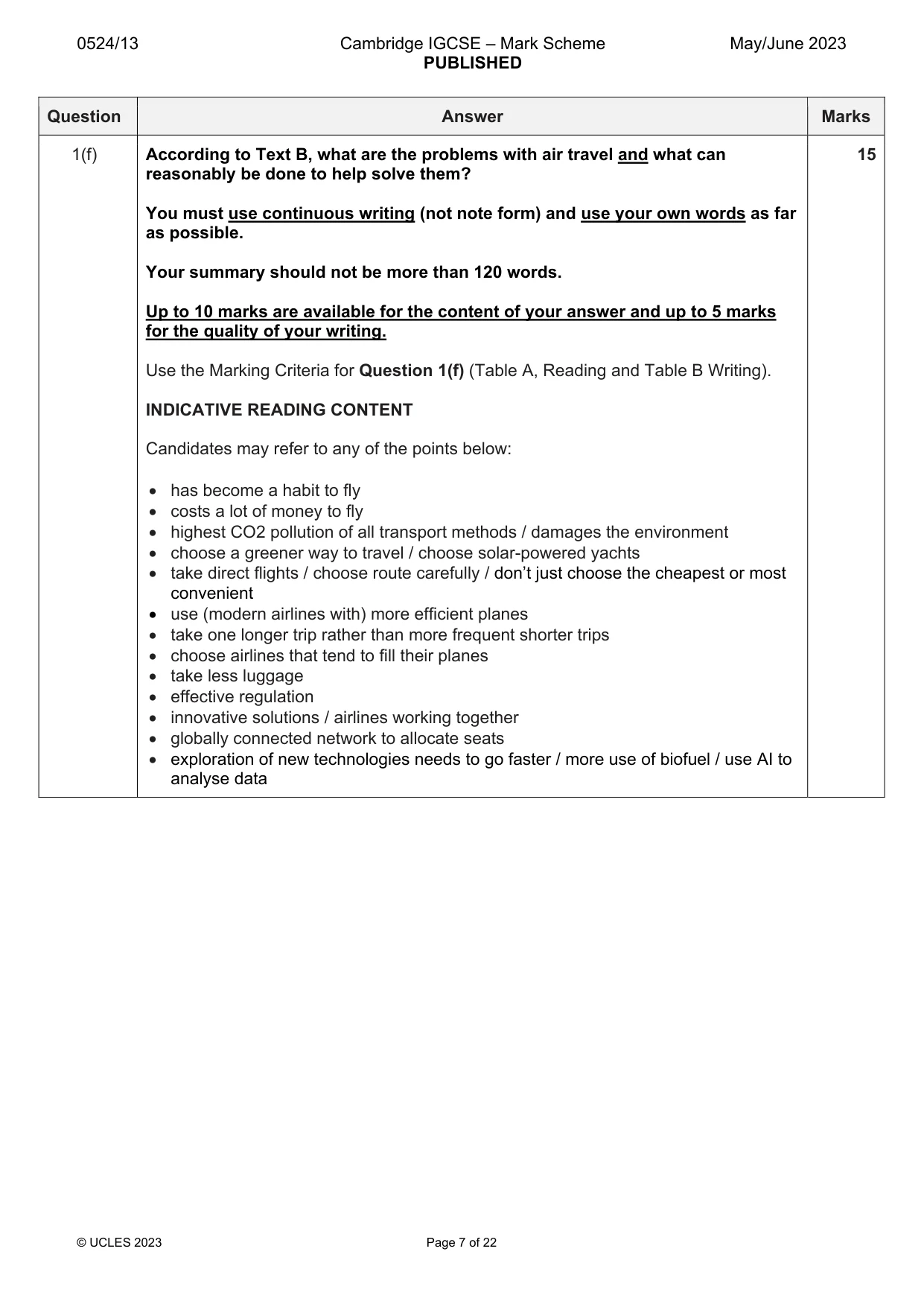 Mark scheme, page 7 of 22