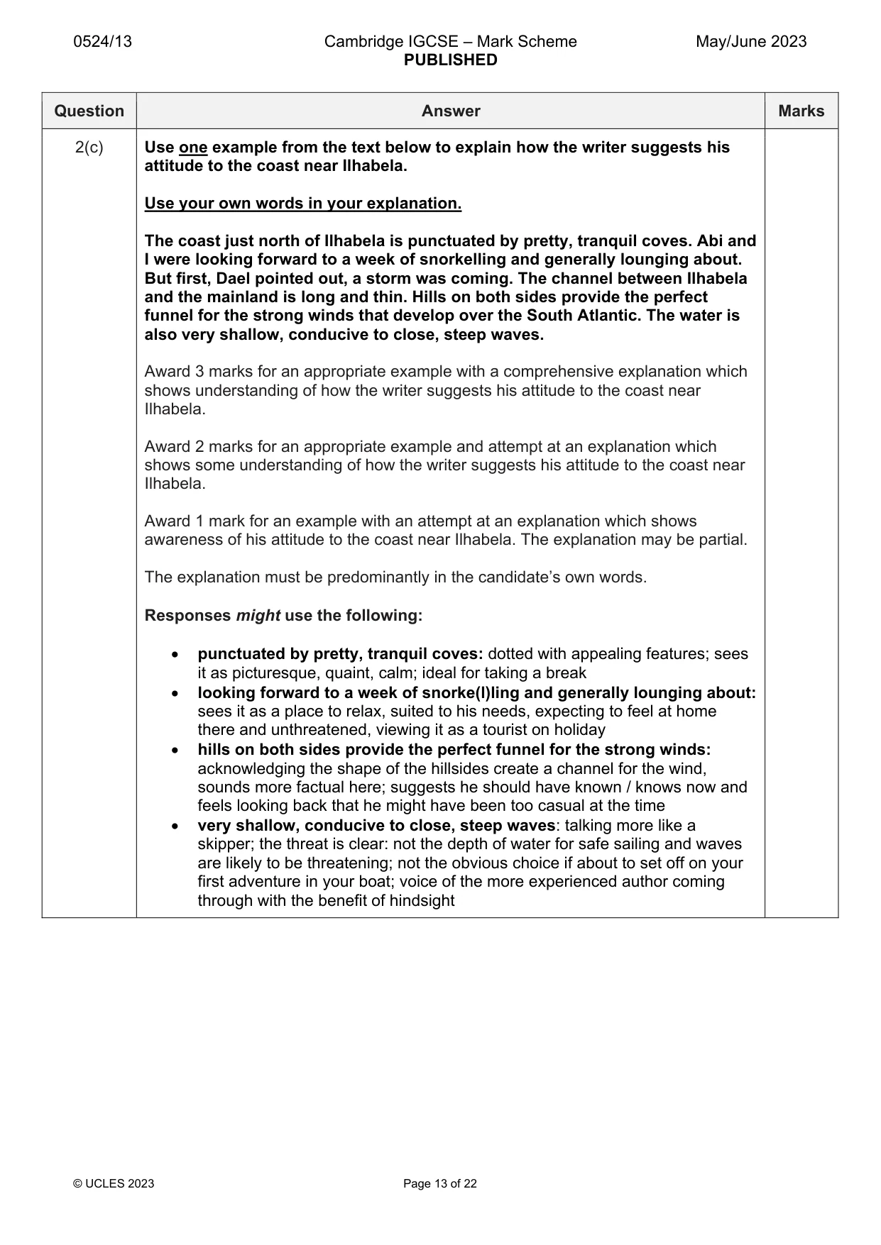 Mark scheme, page 13 of 22