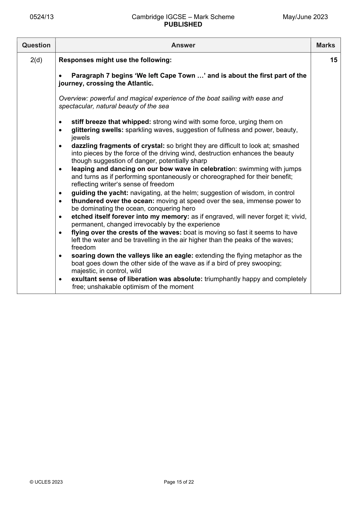 Mark scheme, page 15 of 22