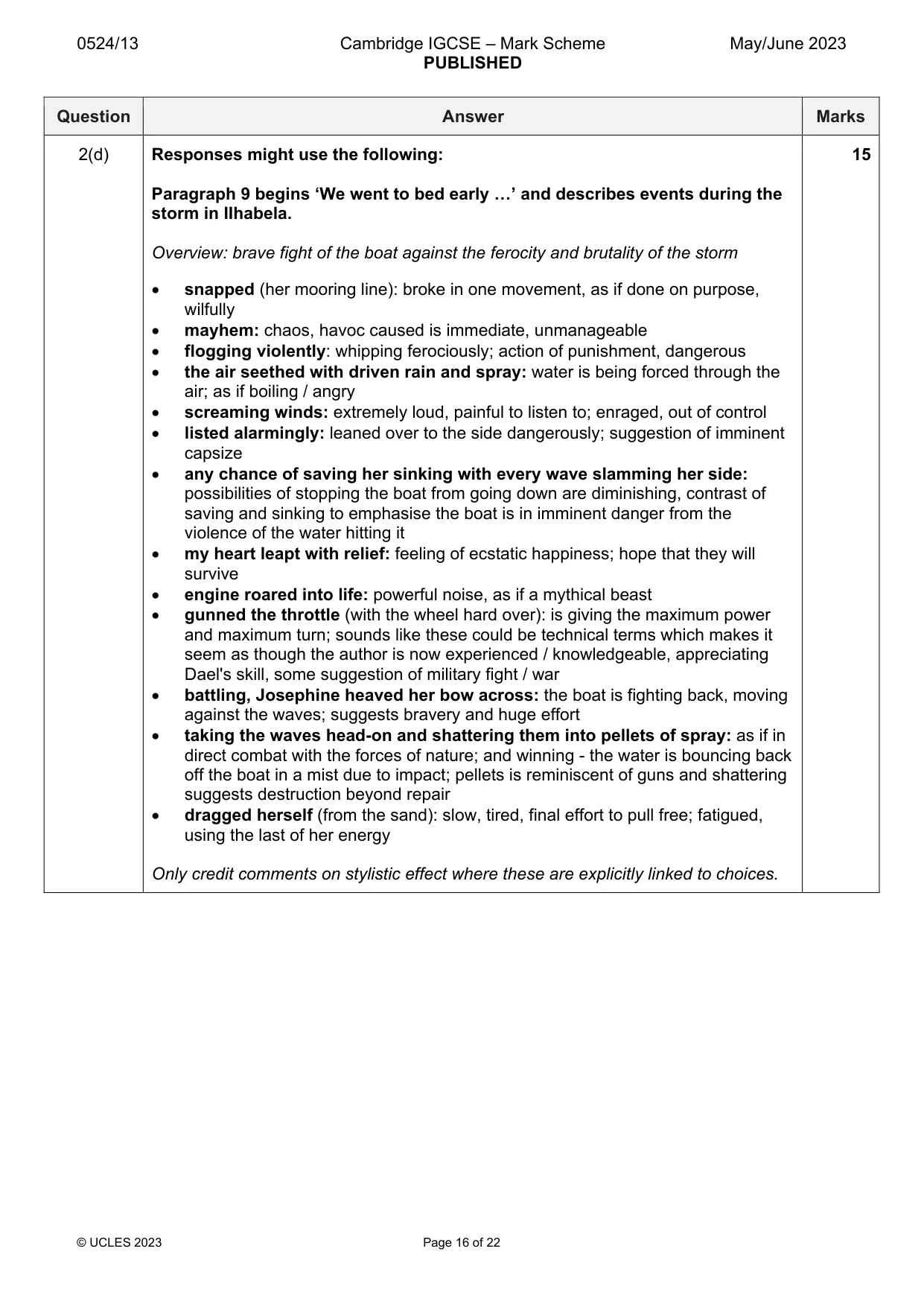 Mark scheme, page 16 of 22