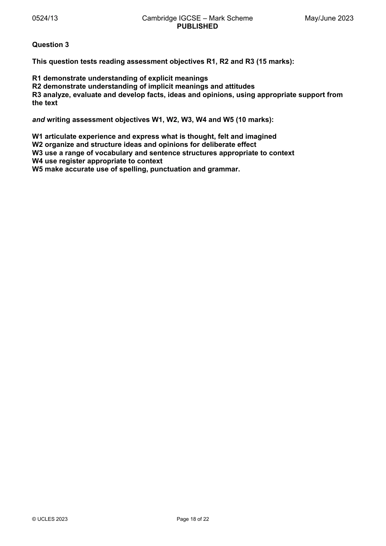 Mark scheme, page 18 of 22