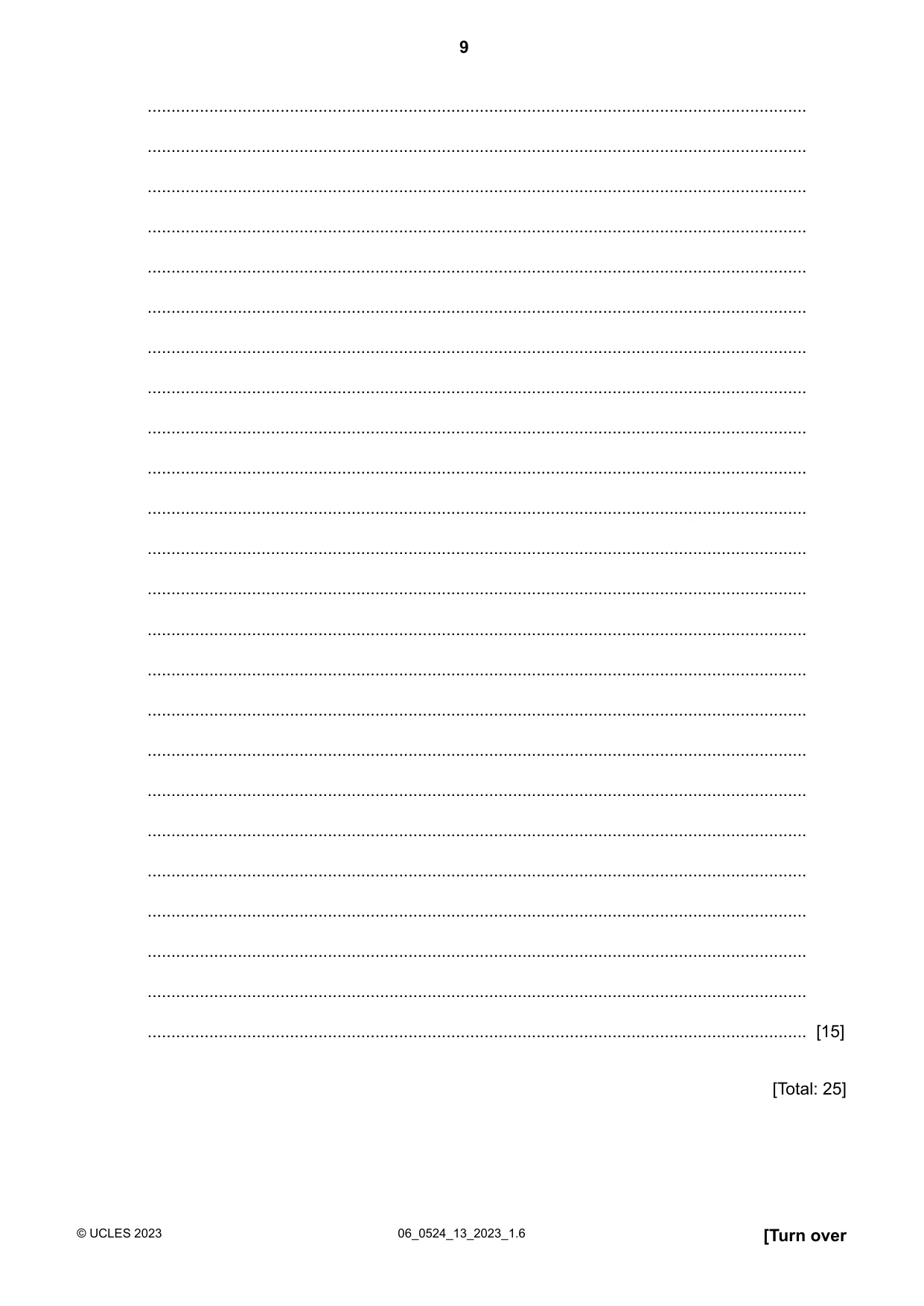 Cambridge IGCSE English - First Language (BES) 0524 2023 May/June Paper 1 · Variant 3 question paper, page 9 of 16