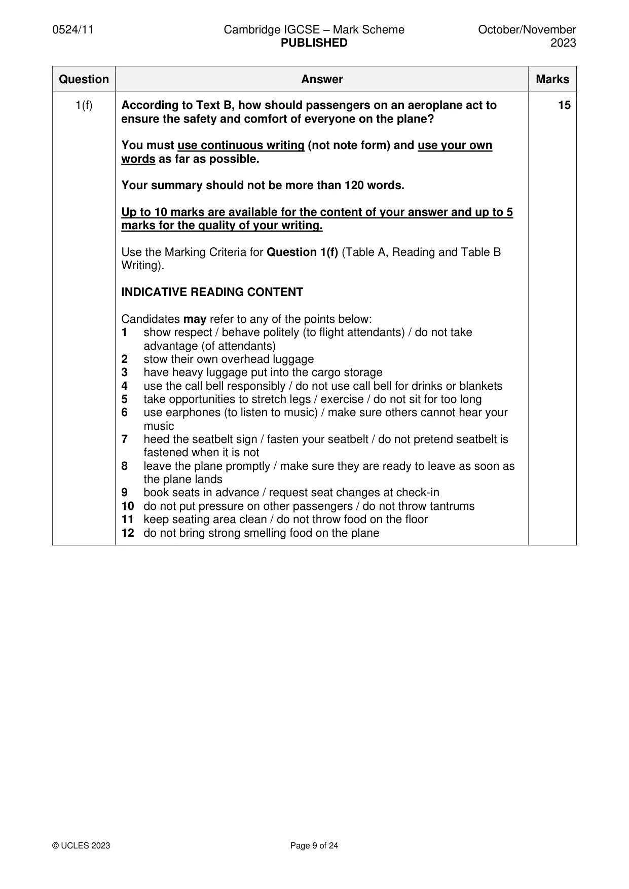 Mark scheme, page 9 of 24