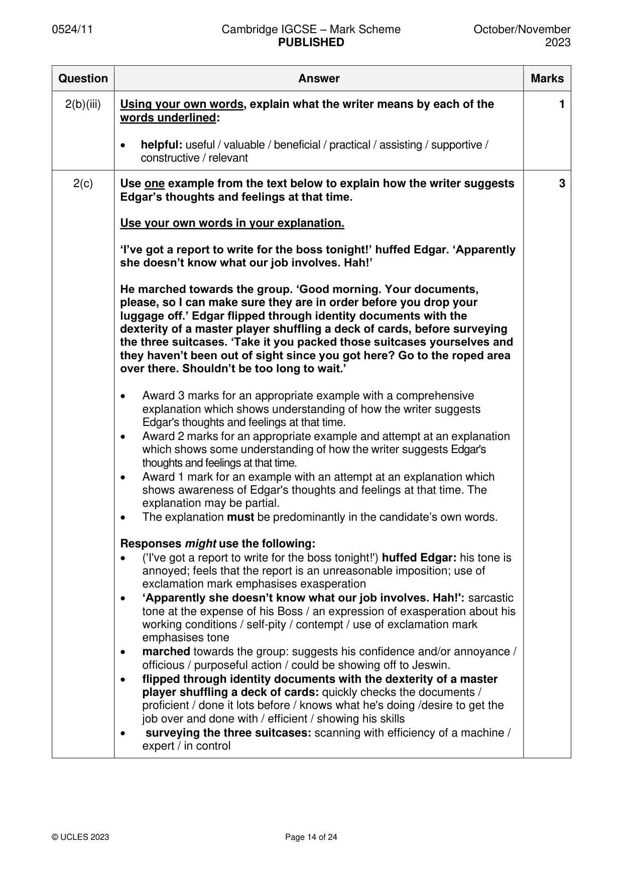 Mark scheme, page 14 of 24