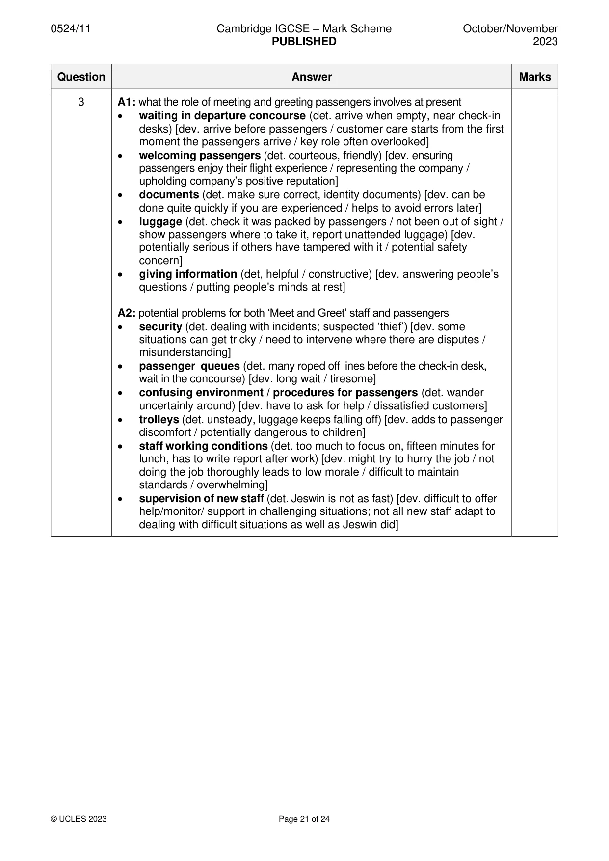 Mark scheme, page 21 of 24
