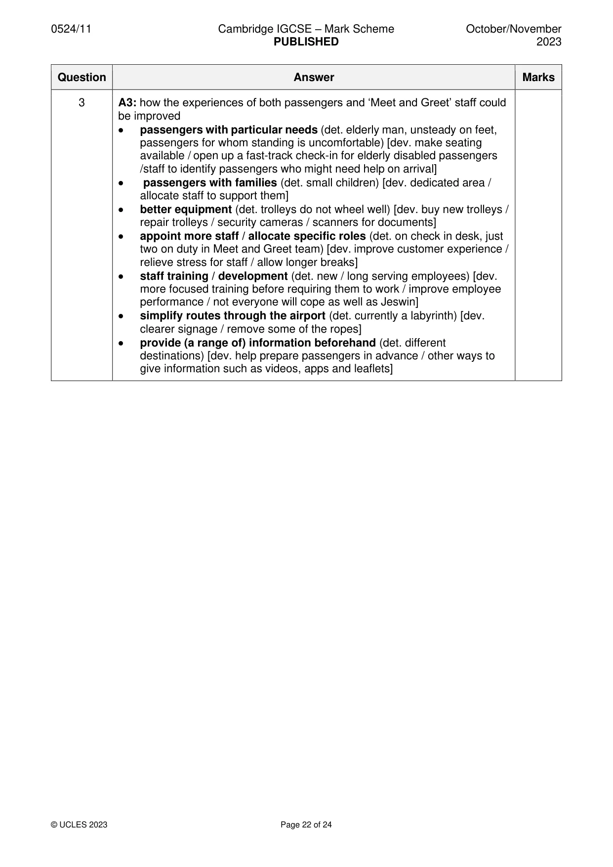 Mark scheme, page 22 of 24