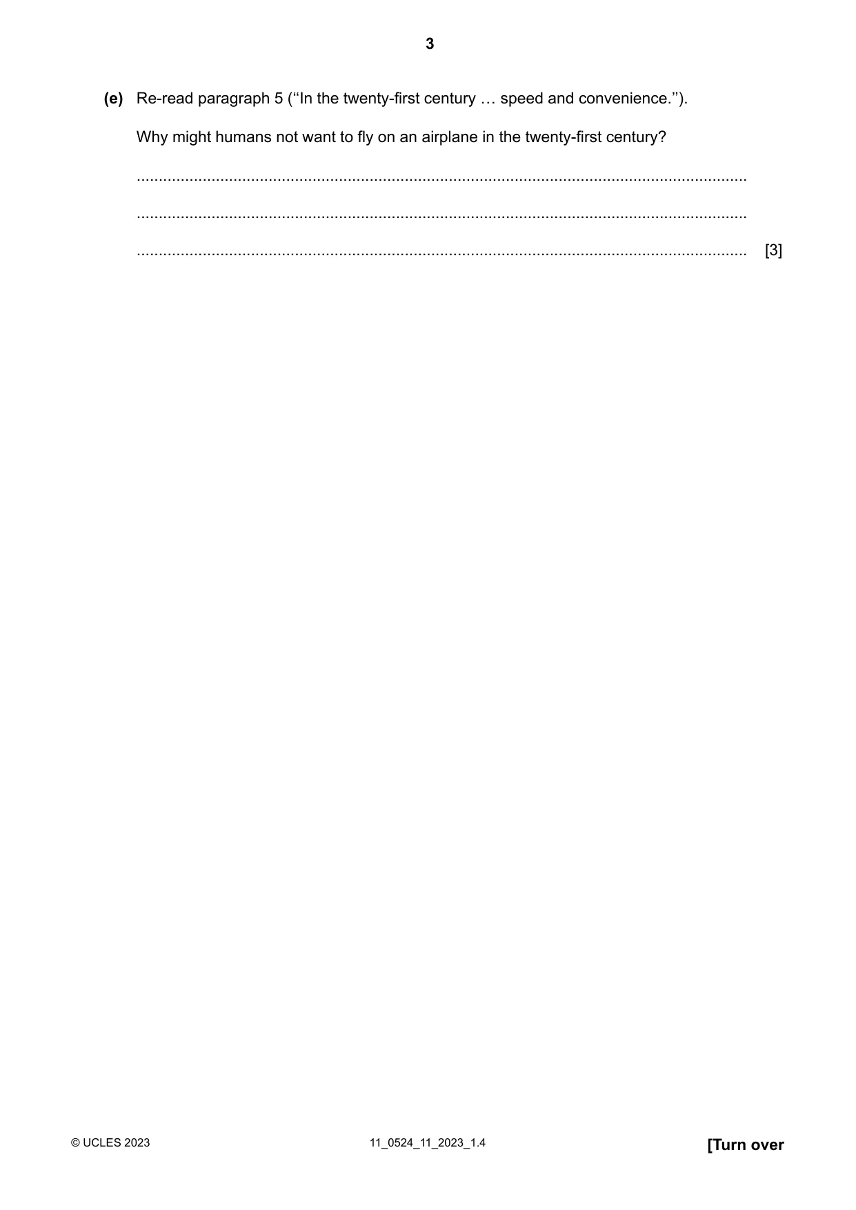 Cambridge IGCSE English - First Language (BES) 0524 2023 Oct/Nov Paper 1 · Variant 1 question paper, page 3 of 16