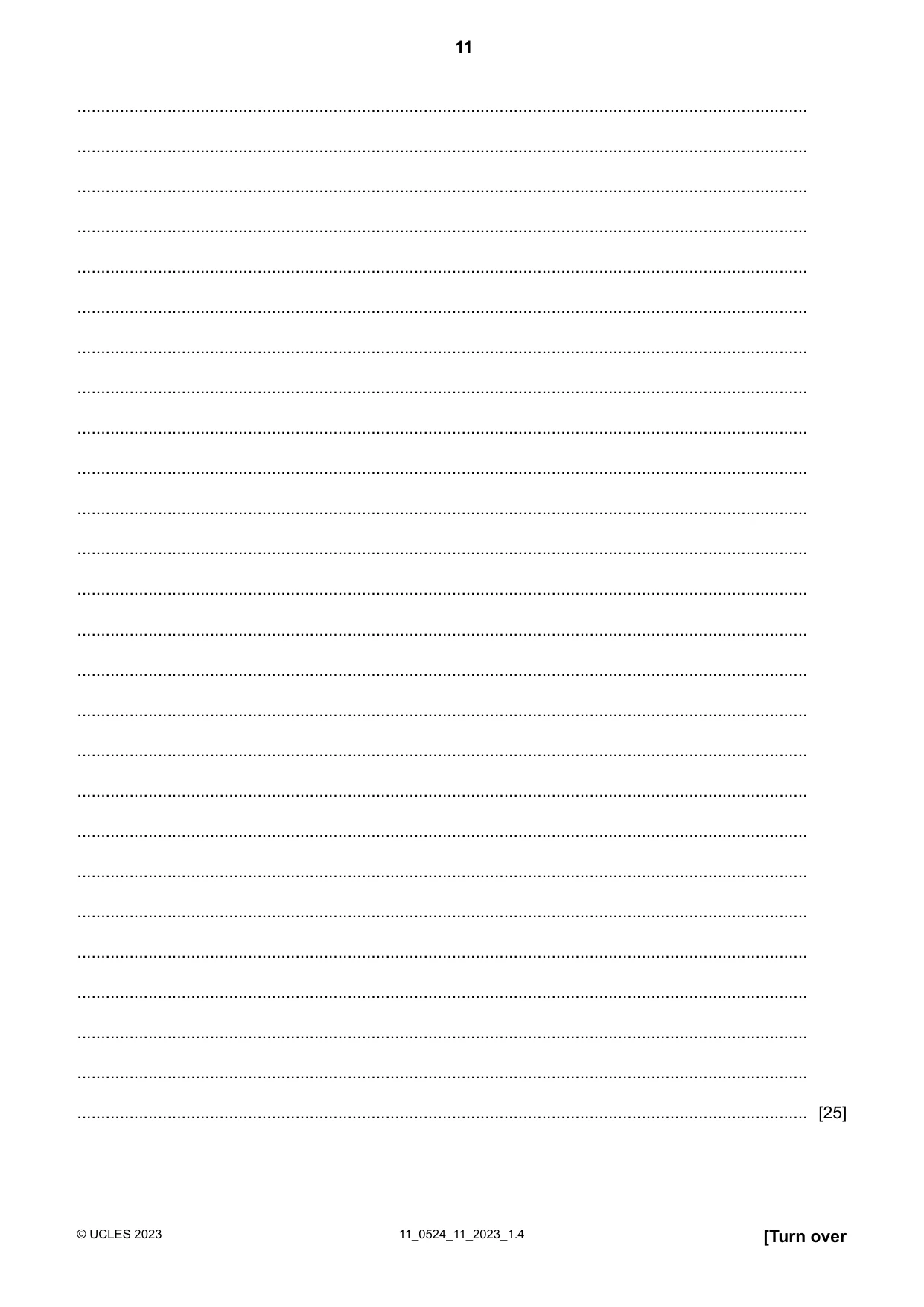 Cambridge IGCSE English - First Language (BES) 0524 2023 Oct/Nov Paper 1 · Variant 1 question paper, page 11 of 16