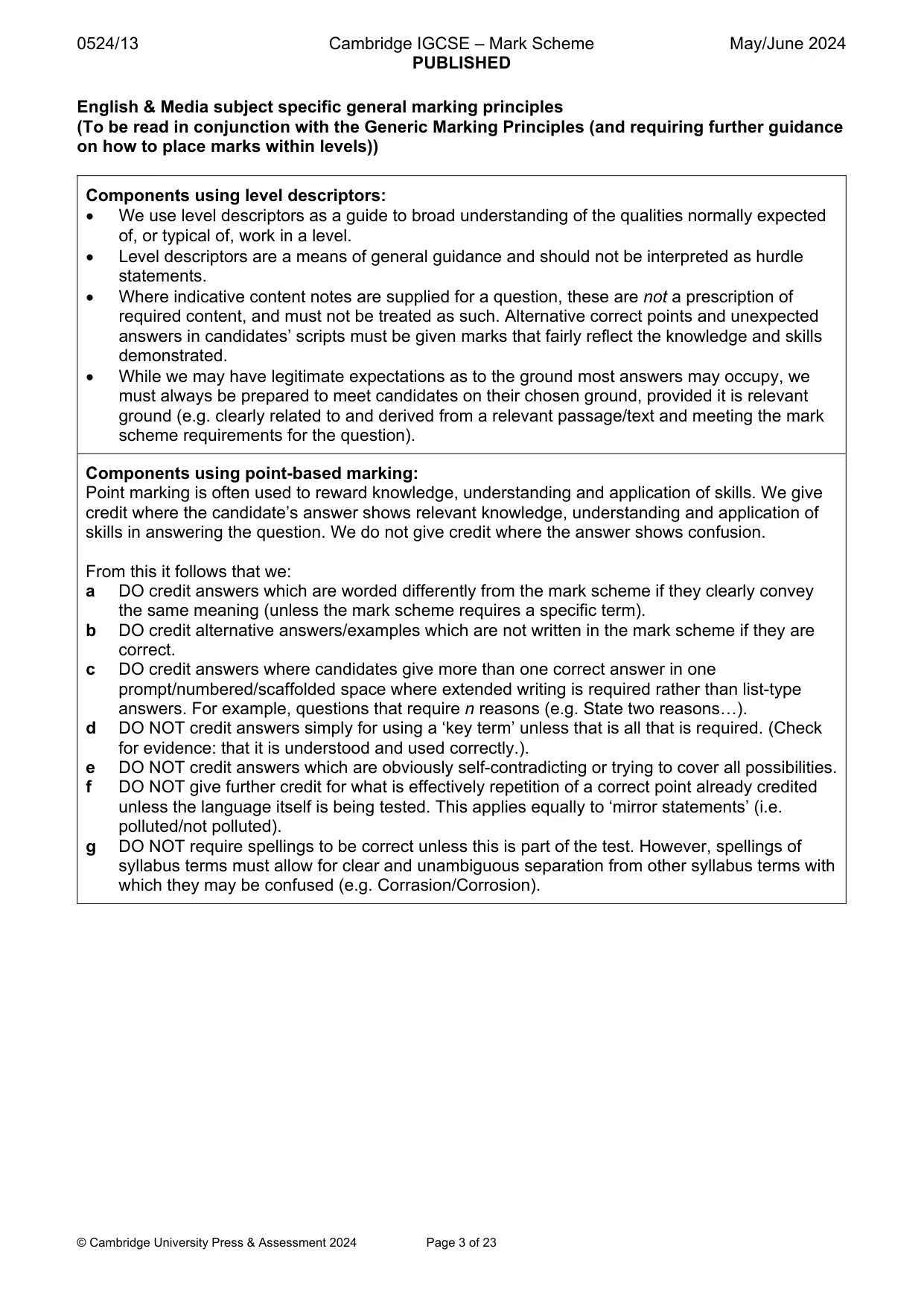 Mark scheme, page 3 of 23