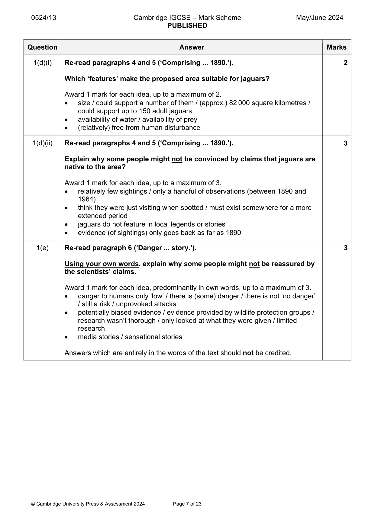 Mark scheme, page 7 of 23