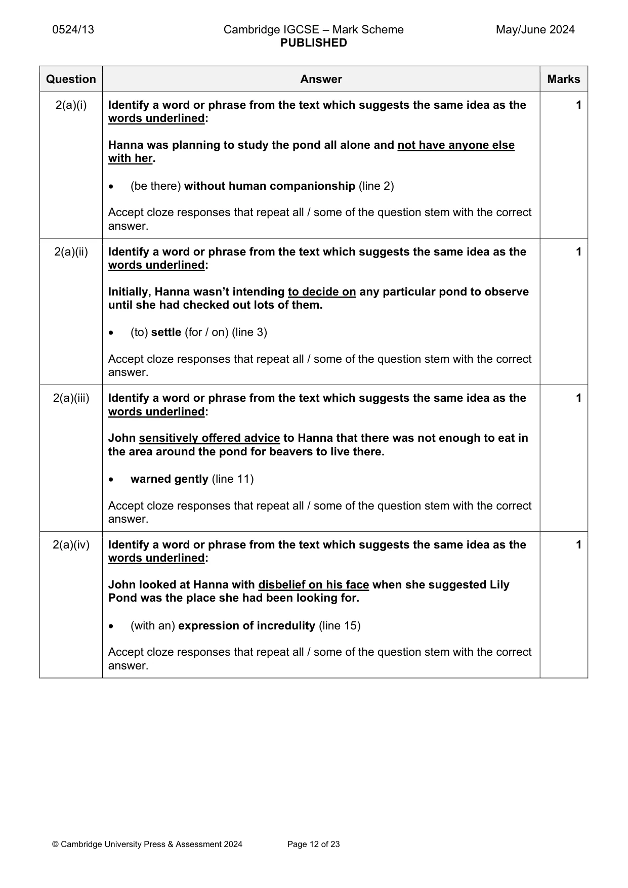 Mark scheme, page 12 of 23