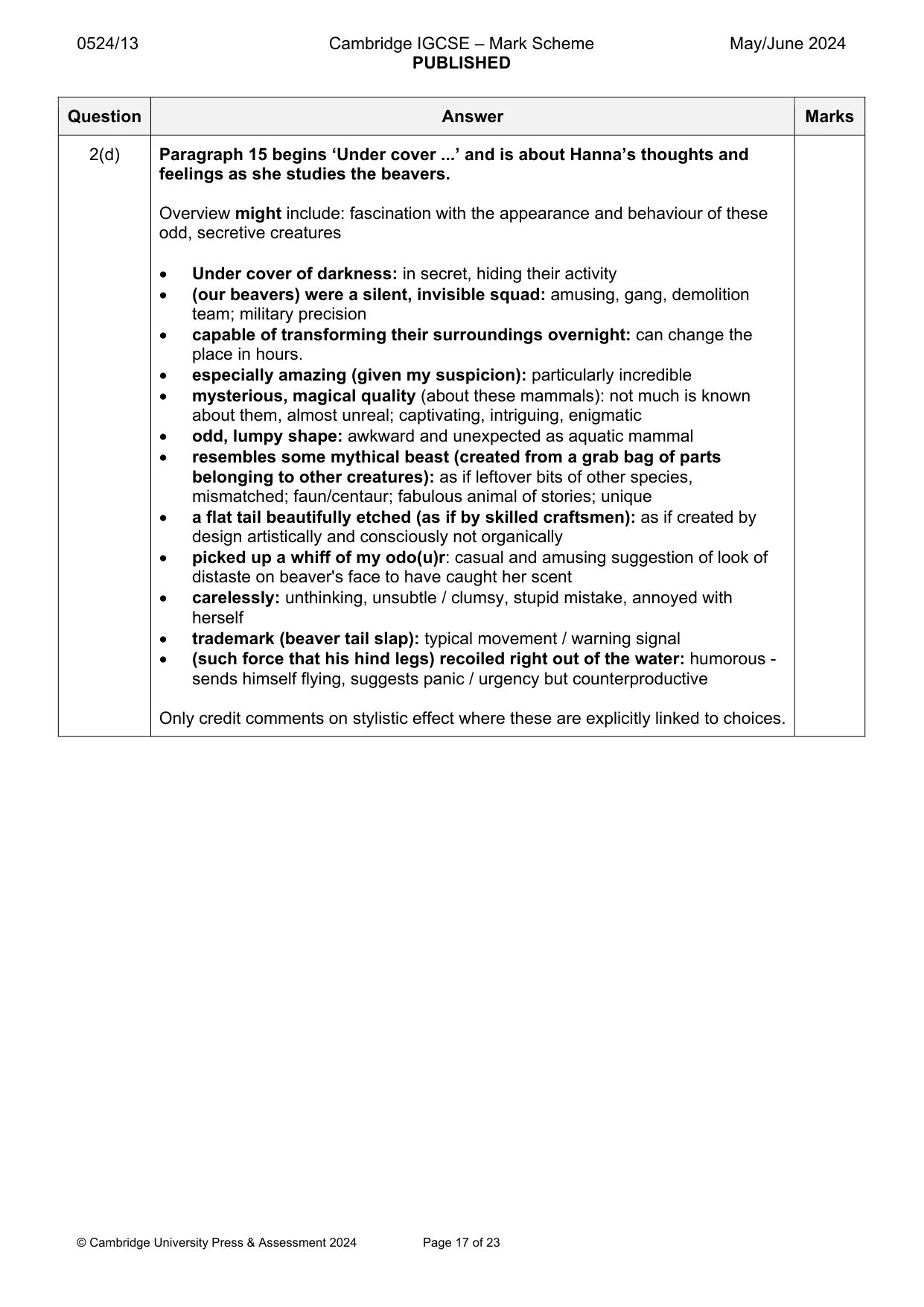 Mark scheme, page 17 of 23