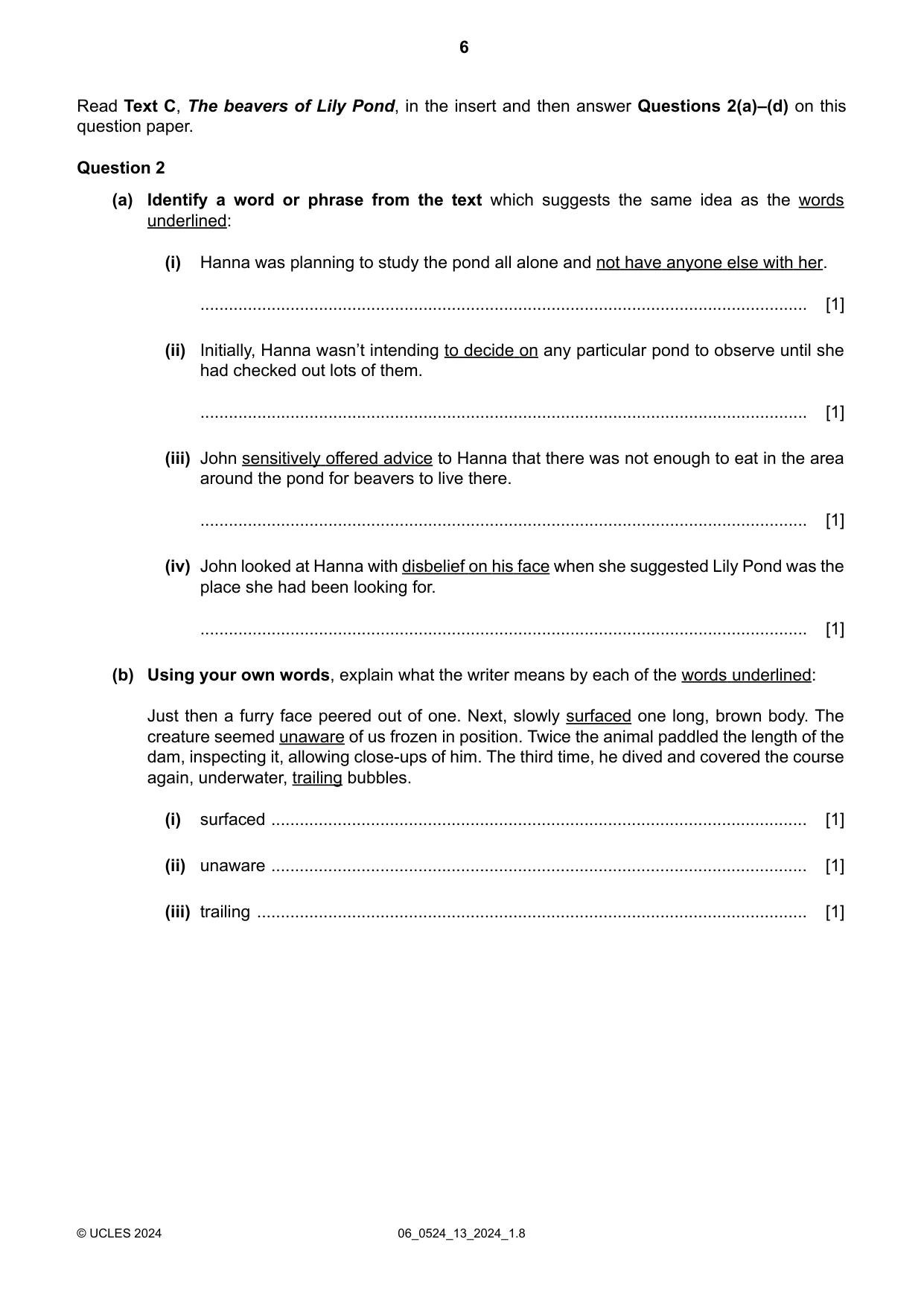 Cambridge IGCSE English - First Language (BES) 0524 2024 May/June Paper 1 · Variant 3 question paper, page 6 of 16