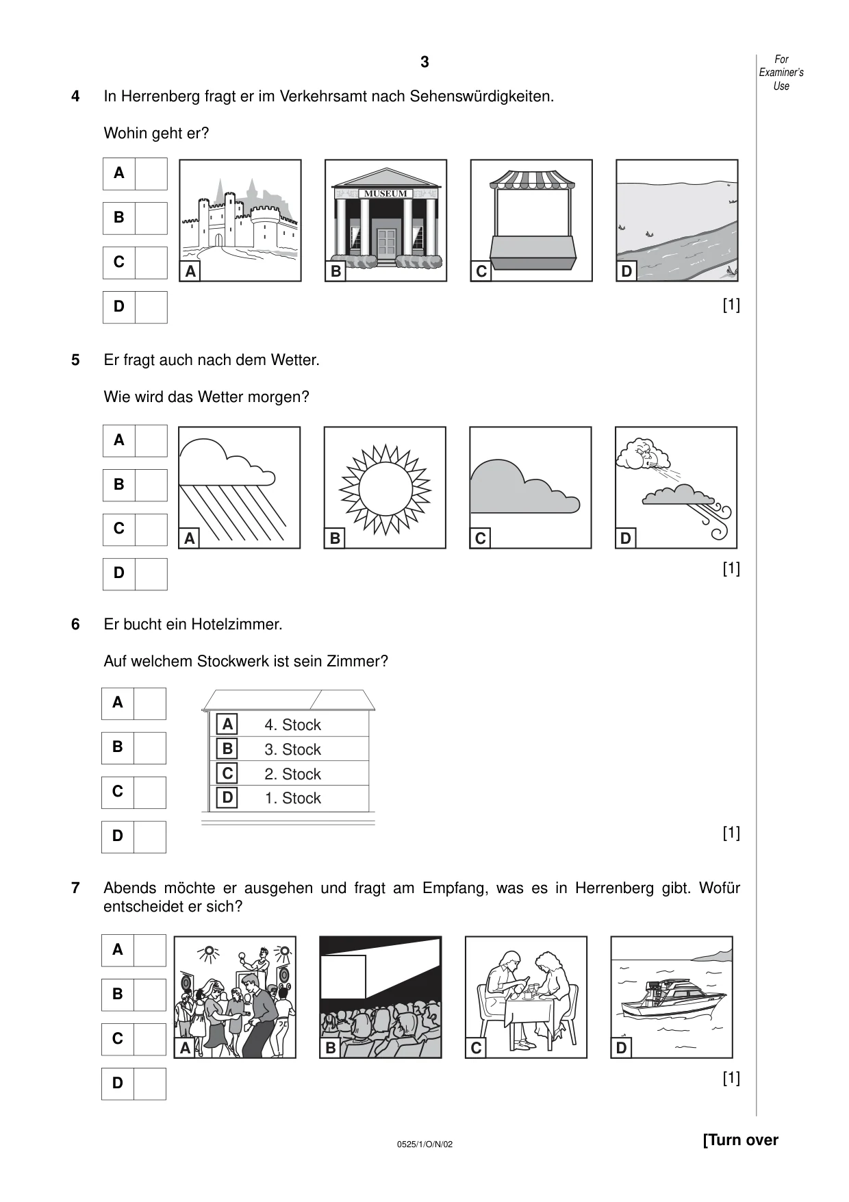 Cambridge IGCSE German - Foreign Language 0525 2002 Oct/Nov Paper 1 · Variant 1 question paper, page 3 of 12