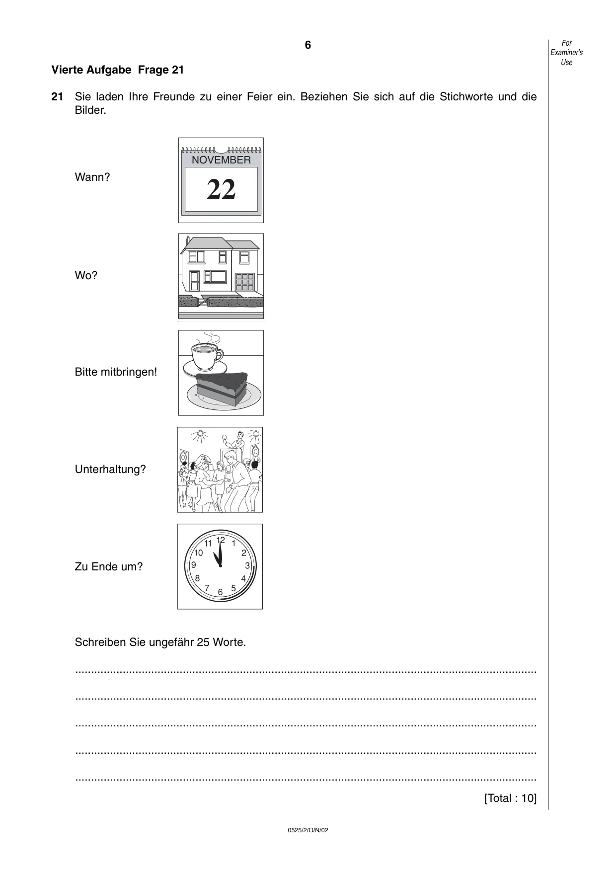 Cambridge IGCSE German - Foreign Language 0525 2002 Oct/Nov Paper 2 · Variant 1 question paper, page 6 of 16