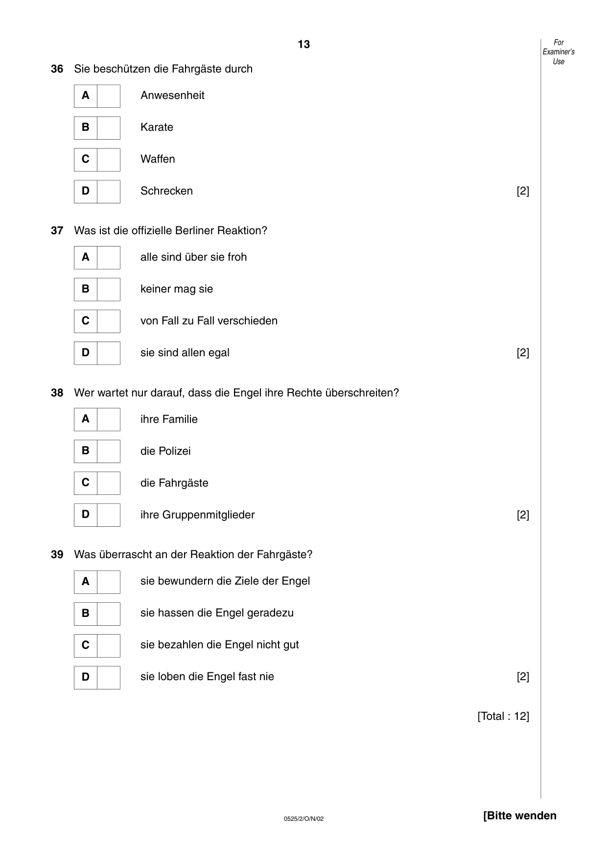 Cambridge IGCSE German - Foreign Language 0525 2002 Oct/Nov Paper 2 · Variant 1 question paper, page 13 of 16