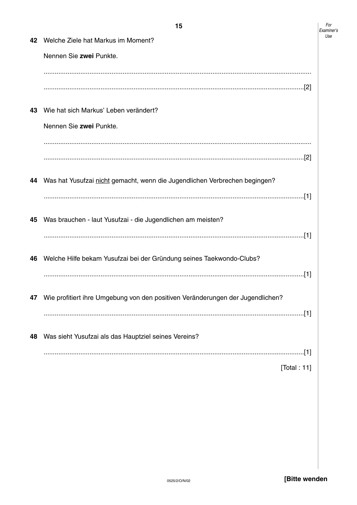 Cambridge IGCSE German - Foreign Language 0525 2002 Oct/Nov Paper 2 · Variant 1 question paper, page 15 of 16