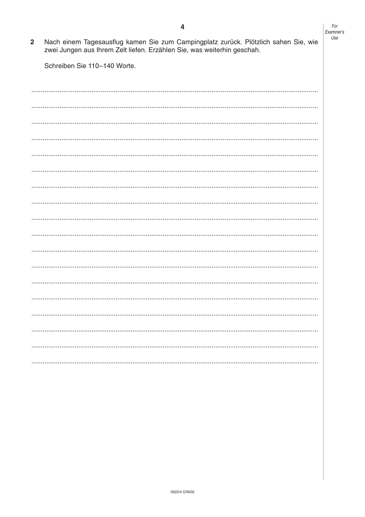 Cambridge IGCSE German - Foreign Language 0525 2002 Oct/Nov Paper 4 · Variant 1 question paper, page 4 of 4