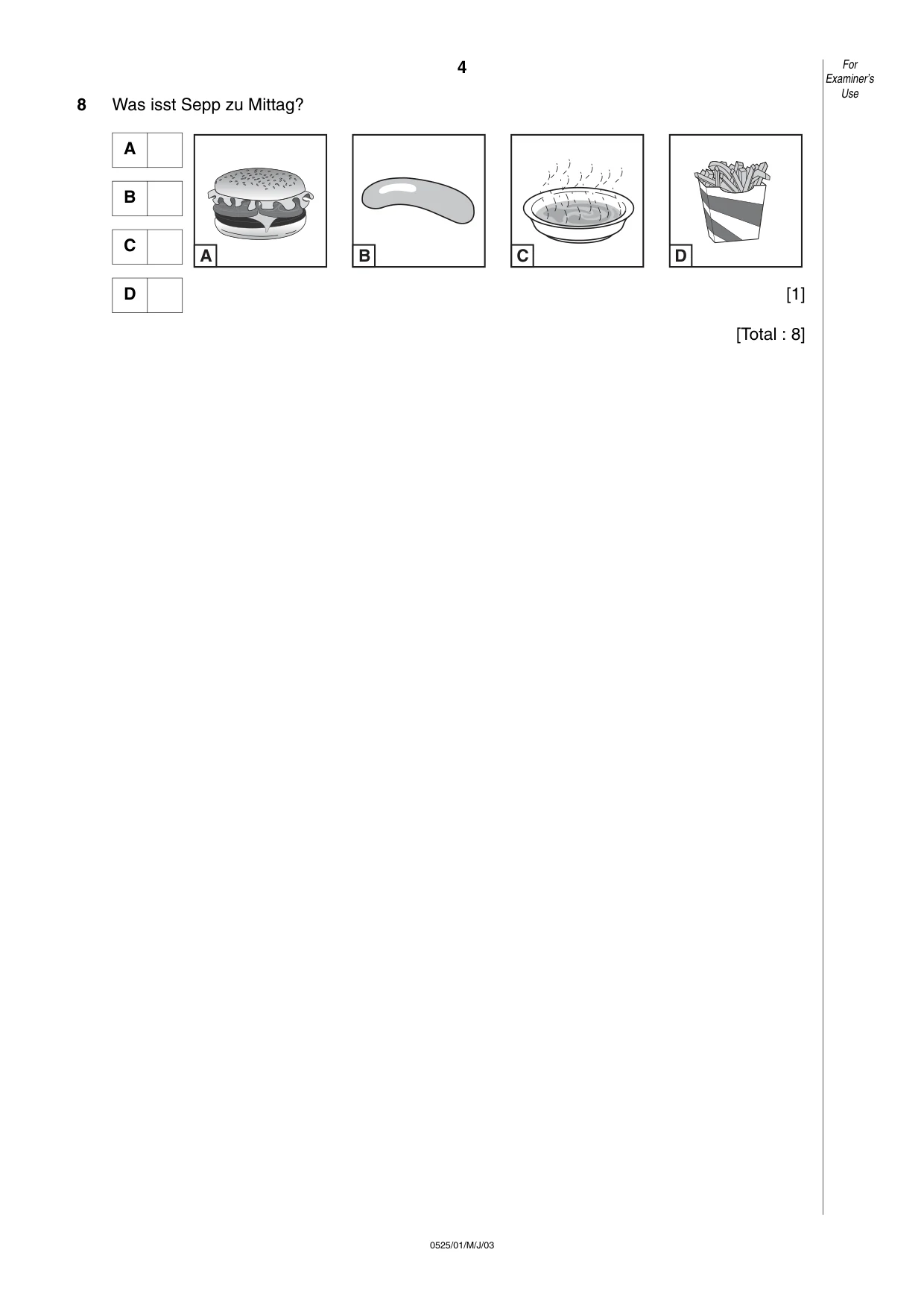 Cambridge IGCSE German - Foreign Language 0525 2003 May/June Paper 1 · Variant 1 question paper, page 4 of 12
