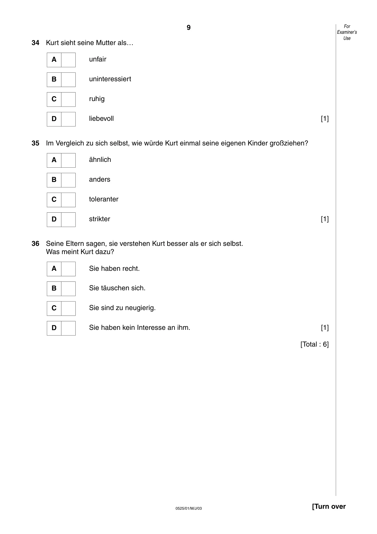 Cambridge IGCSE German - Foreign Language 0525 2003 May/June Paper 1 · Variant 1 question paper, page 9 of 12