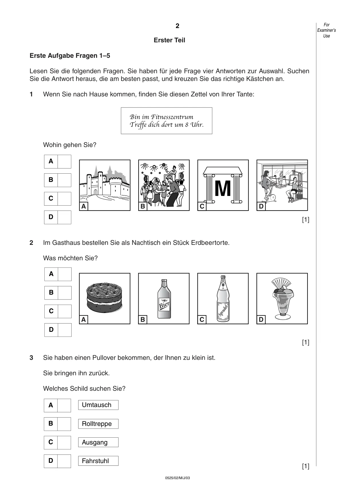 Cambridge IGCSE German - Foreign Language 0525 2003 May/June Paper 2 · Variant 1 question paper, page 2 of 16