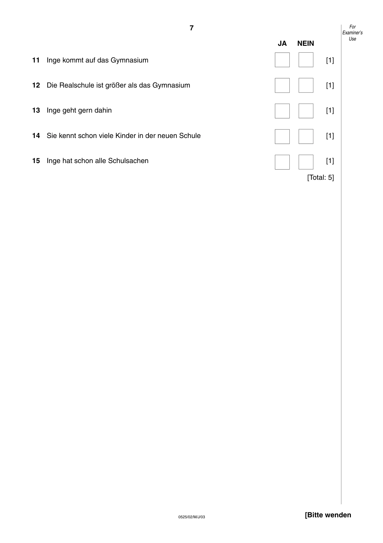 Cambridge IGCSE German - Foreign Language 0525 2003 May/June Paper 2 · Variant 1 question paper, page 7 of 16