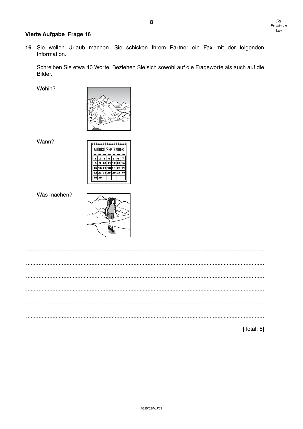 Cambridge IGCSE German - Foreign Language 0525 2003 May/June Paper 2 · Variant 1 question paper, page 8 of 16