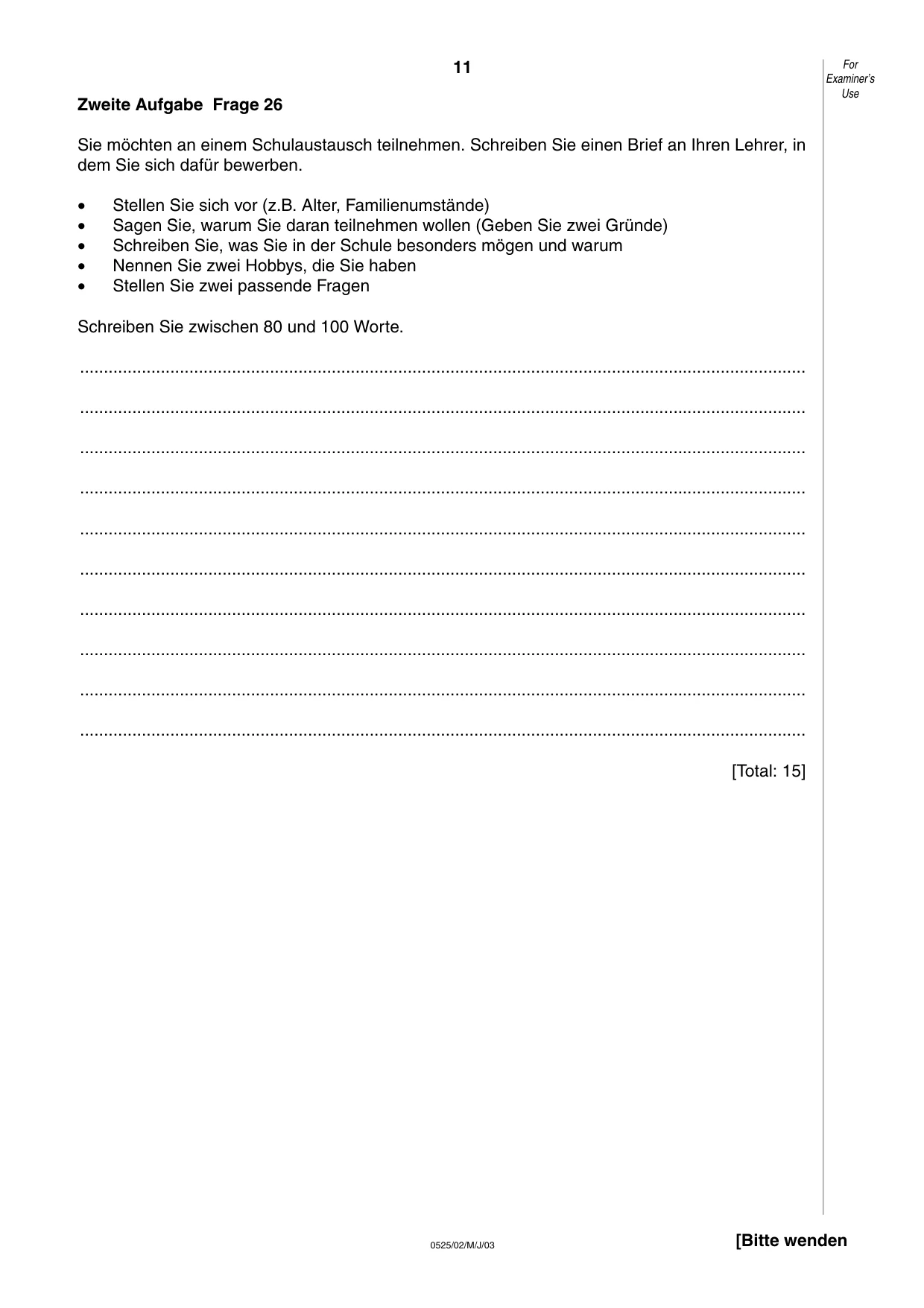 Cambridge IGCSE German - Foreign Language 0525 2003 May/June Paper 2 · Variant 1 question paper, page 11 of 16