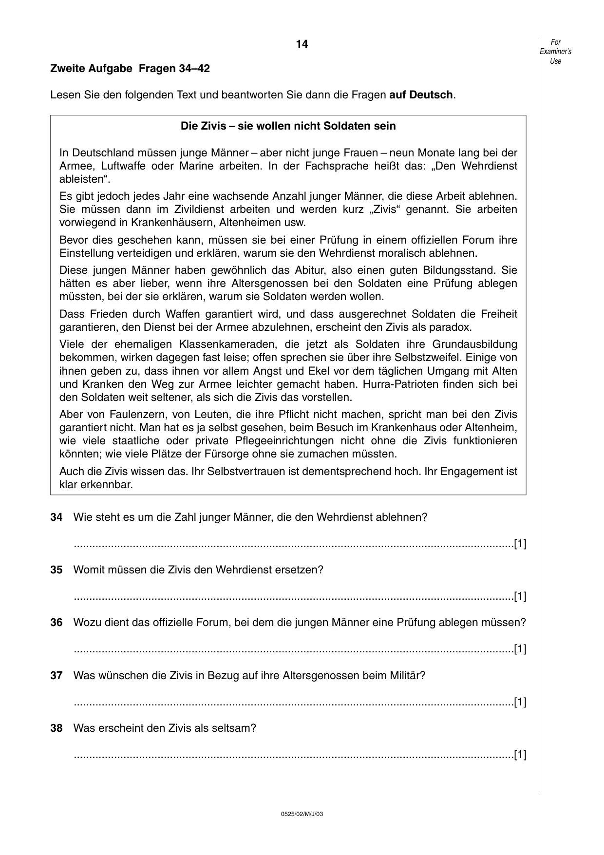 Cambridge IGCSE German - Foreign Language 0525 2003 May/June Paper 2 · Variant 1 question paper, page 14 of 16