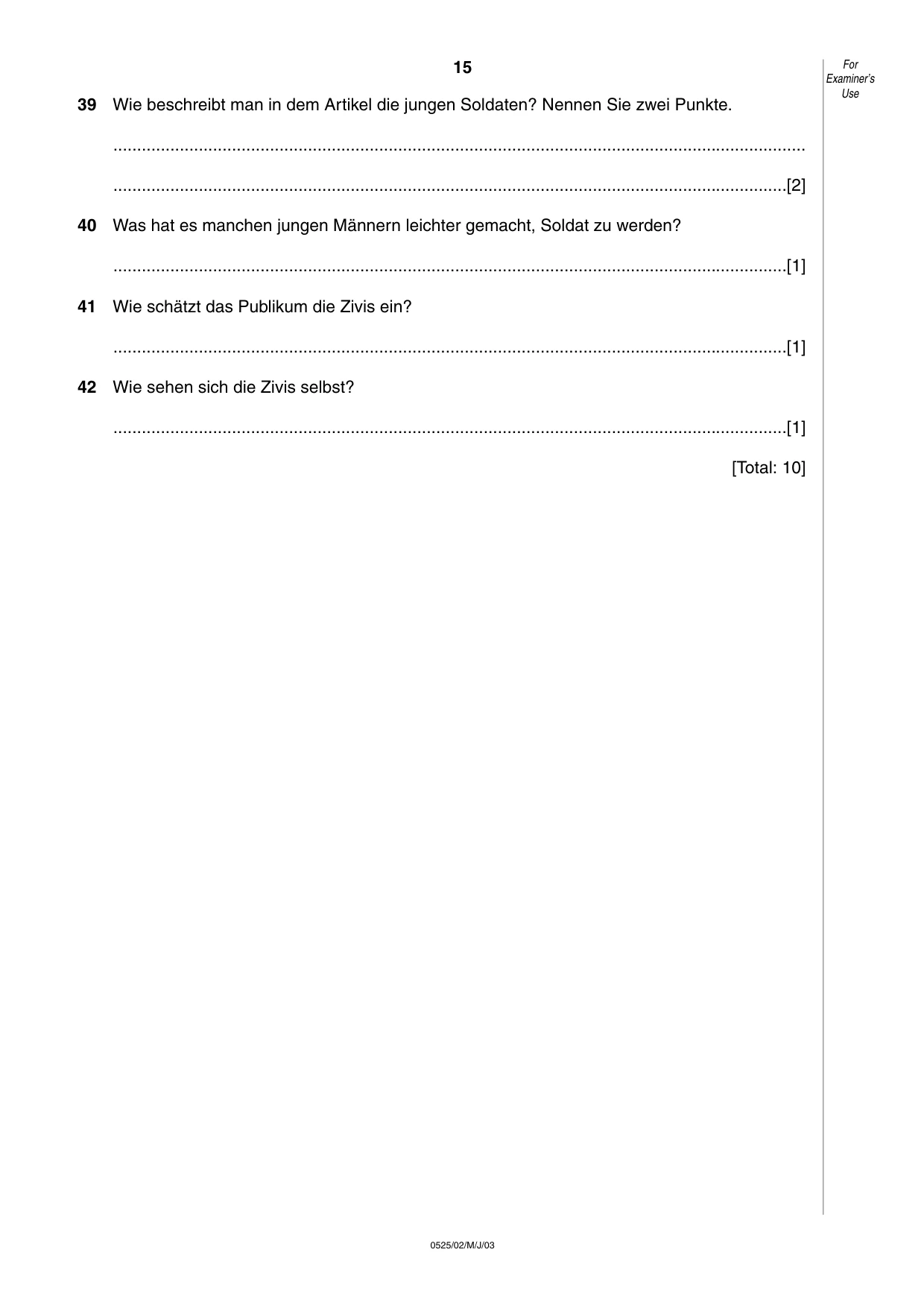 Cambridge IGCSE German - Foreign Language 0525 2003 May/June Paper 2 · Variant 1 question paper, page 15 of 16