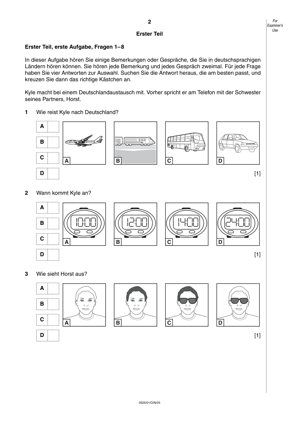 Cambridge IGCSE German - Foreign Language 0525 2003 Oct/Nov Paper 1 · Variant 1 question paper, page 2 of 12