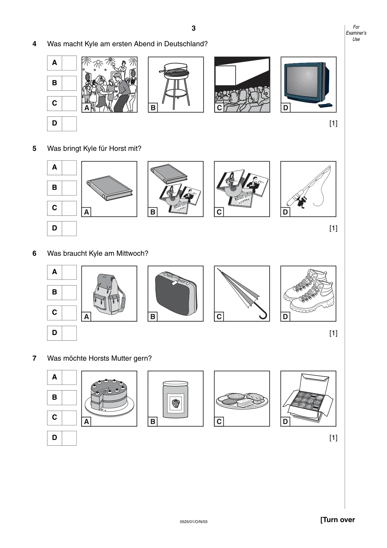 Cambridge IGCSE German - Foreign Language 0525 2003 Oct/Nov Paper 1 · Variant 1 question paper, page 3 of 12