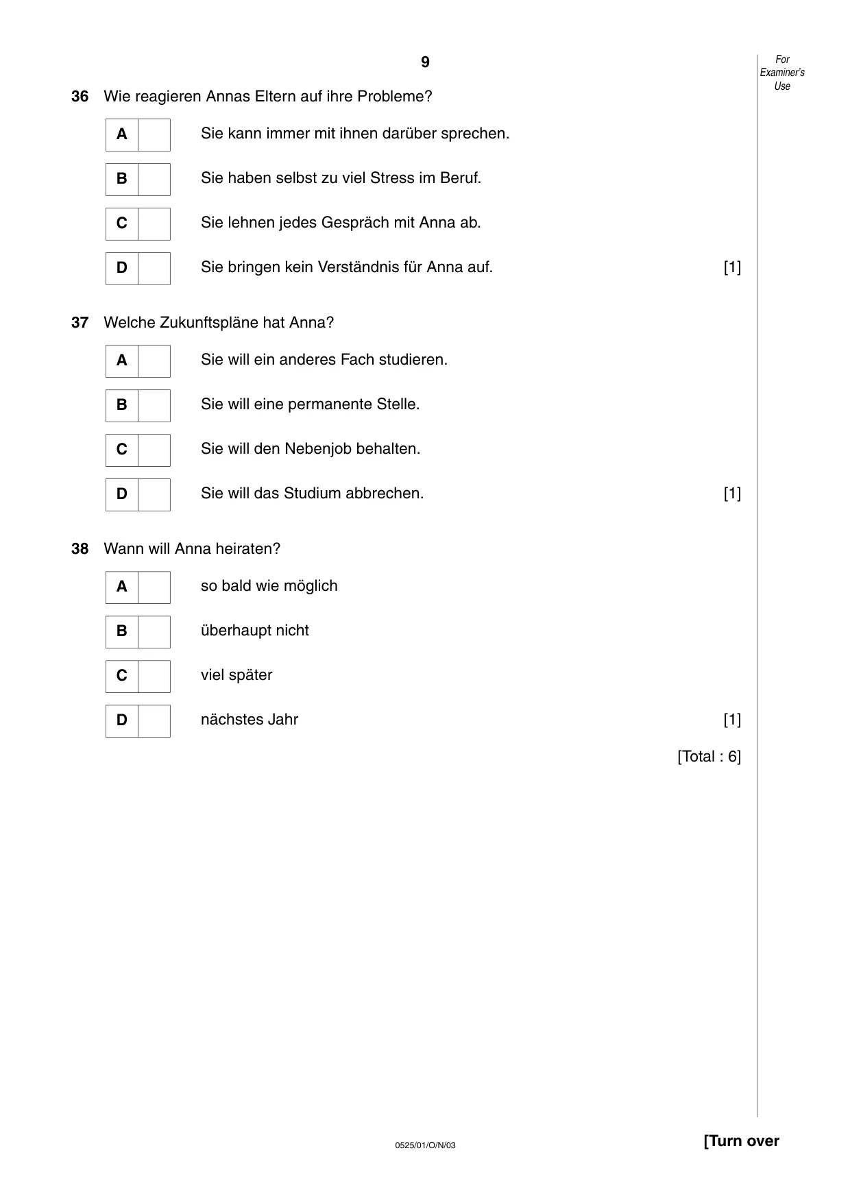 Cambridge IGCSE German - Foreign Language 0525 2003 Oct/Nov Paper 1 · Variant 1 question paper, page 9 of 12