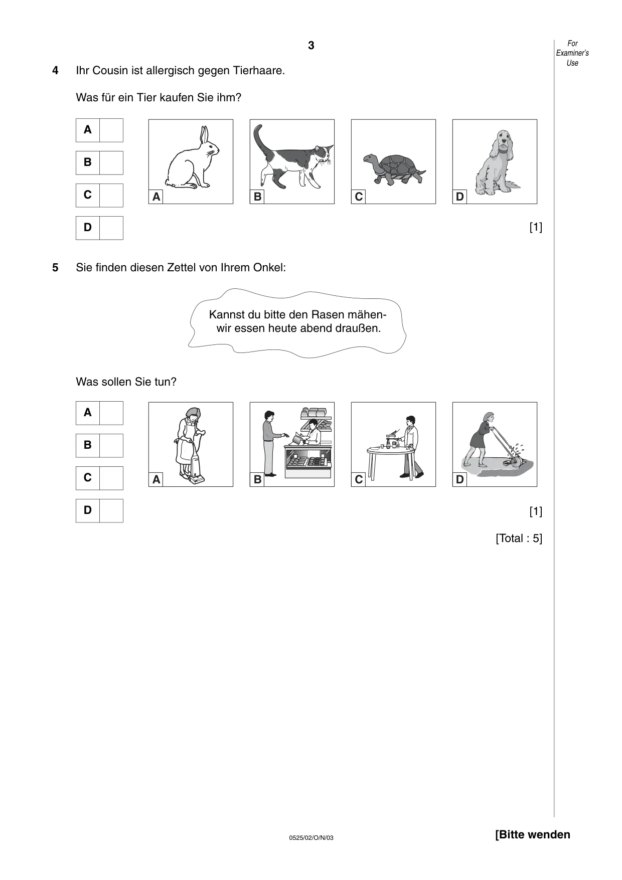 Cambridge IGCSE German - Foreign Language 0525 2003 Oct/Nov Paper 2 · Variant 1 question paper, page 3 of 16