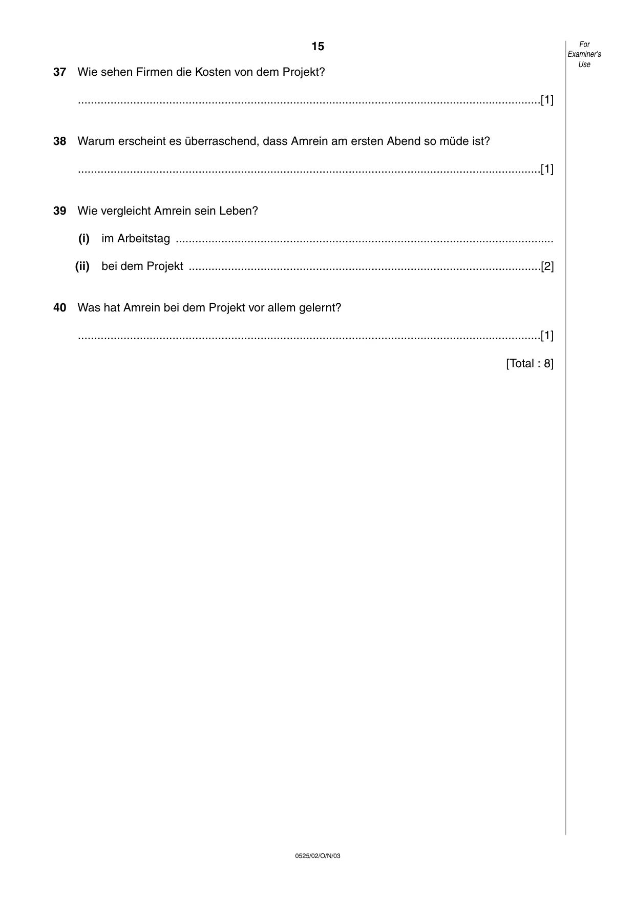 Cambridge IGCSE German - Foreign Language 0525 2003 Oct/Nov Paper 2 · Variant 1 question paper, page 15 of 16