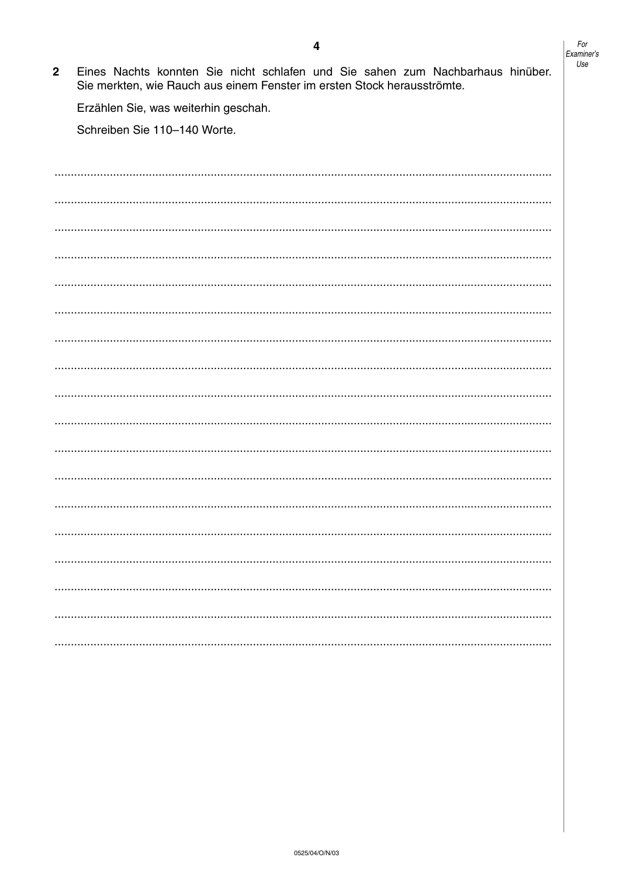 Cambridge IGCSE German - Foreign Language 0525 2003 Oct/Nov Paper 4 · Variant 1 question paper, page 4 of 4