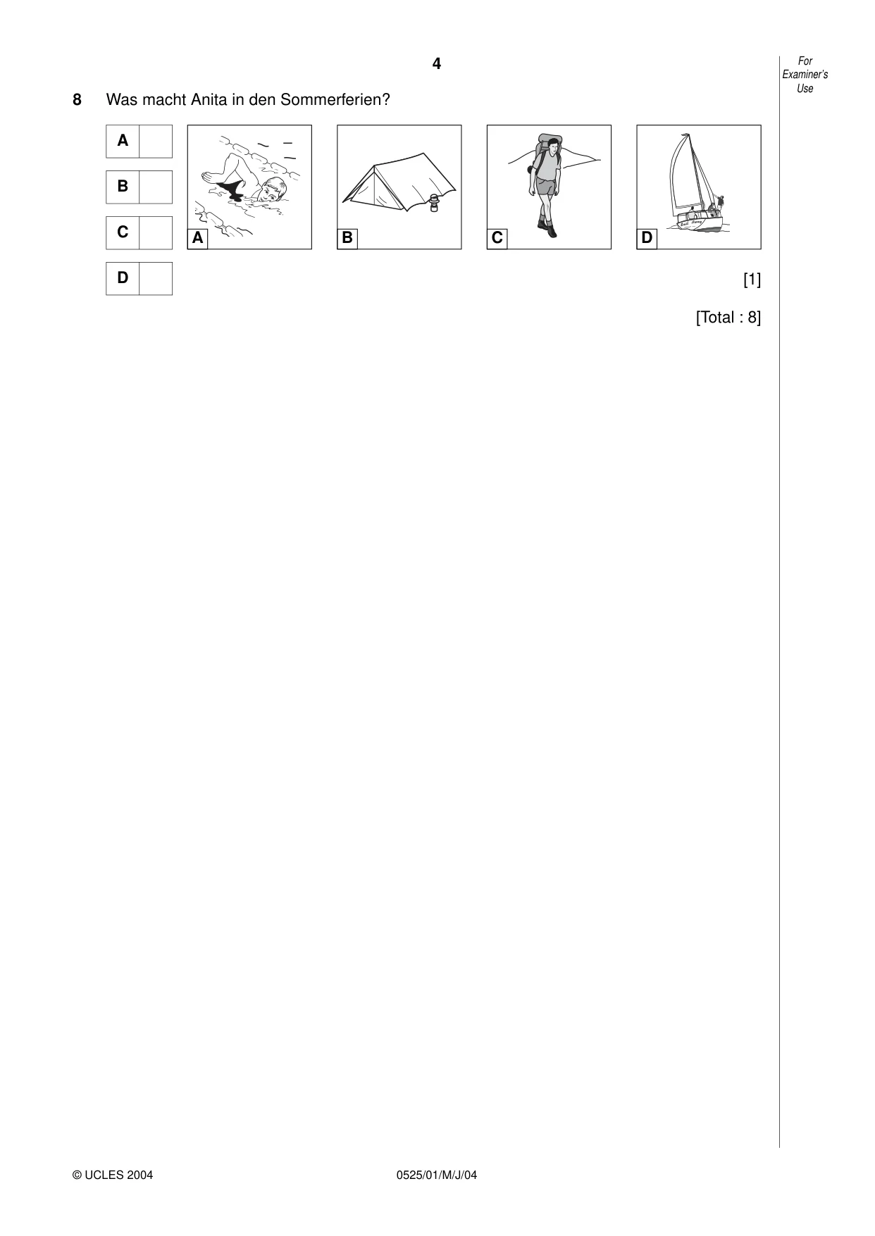 Cambridge IGCSE German - Foreign Language 0525 2004 May/June Paper 1 · Variant 1 question paper, page 4 of 12
