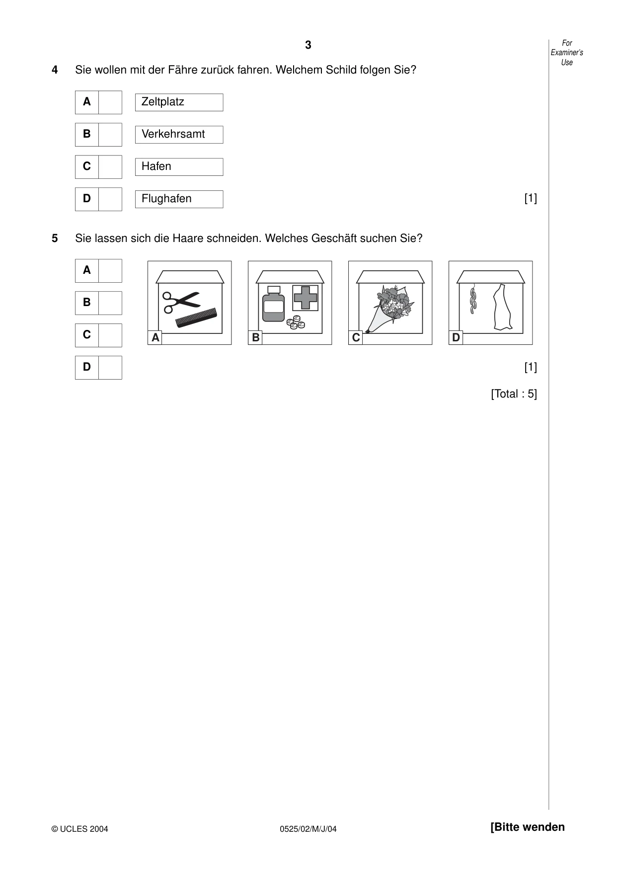 Cambridge IGCSE German - Foreign Language 0525 2004 May/June Paper 2 · Variant 1 question paper, page 3 of 16
