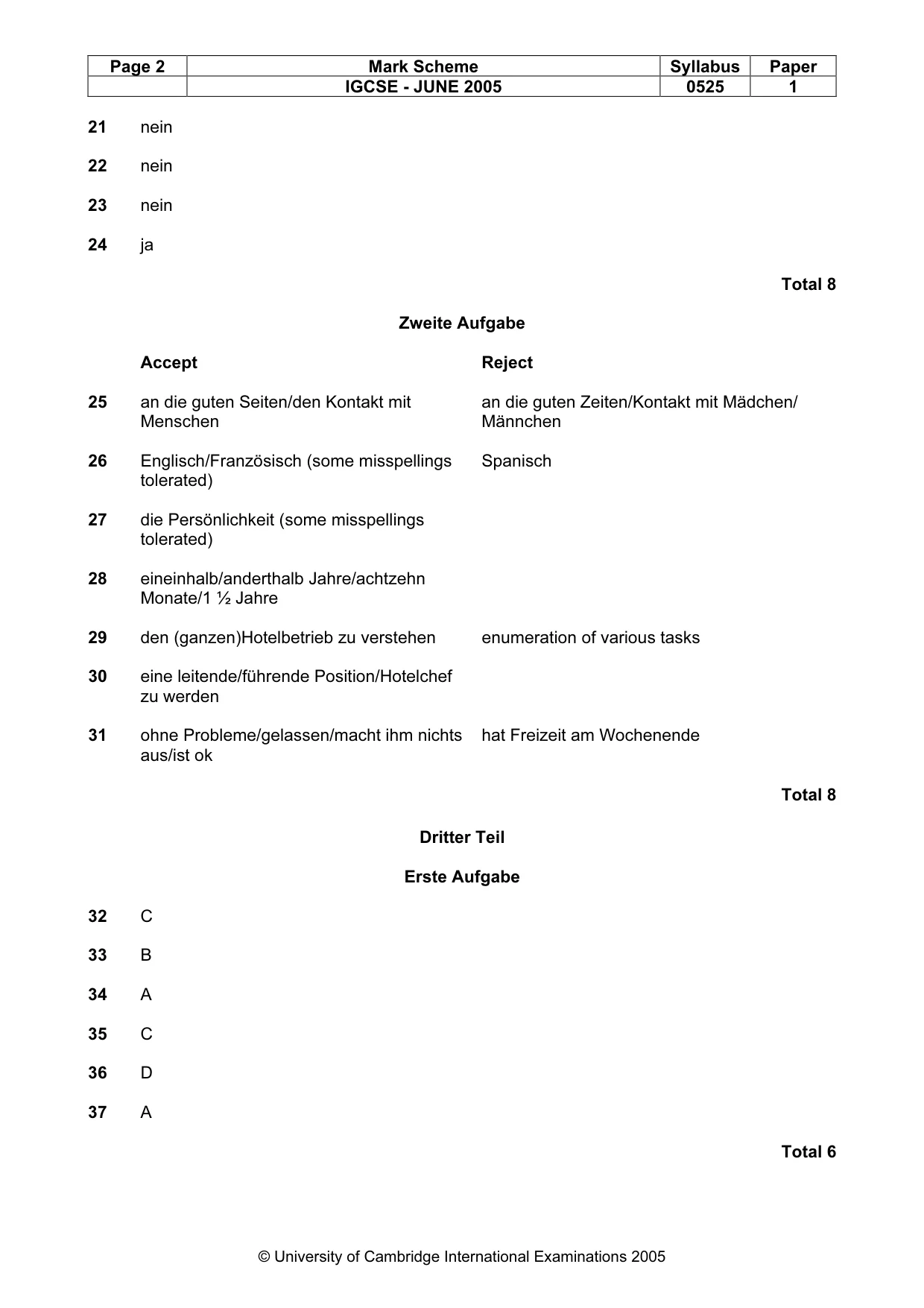 Mark scheme, page 5 of 6