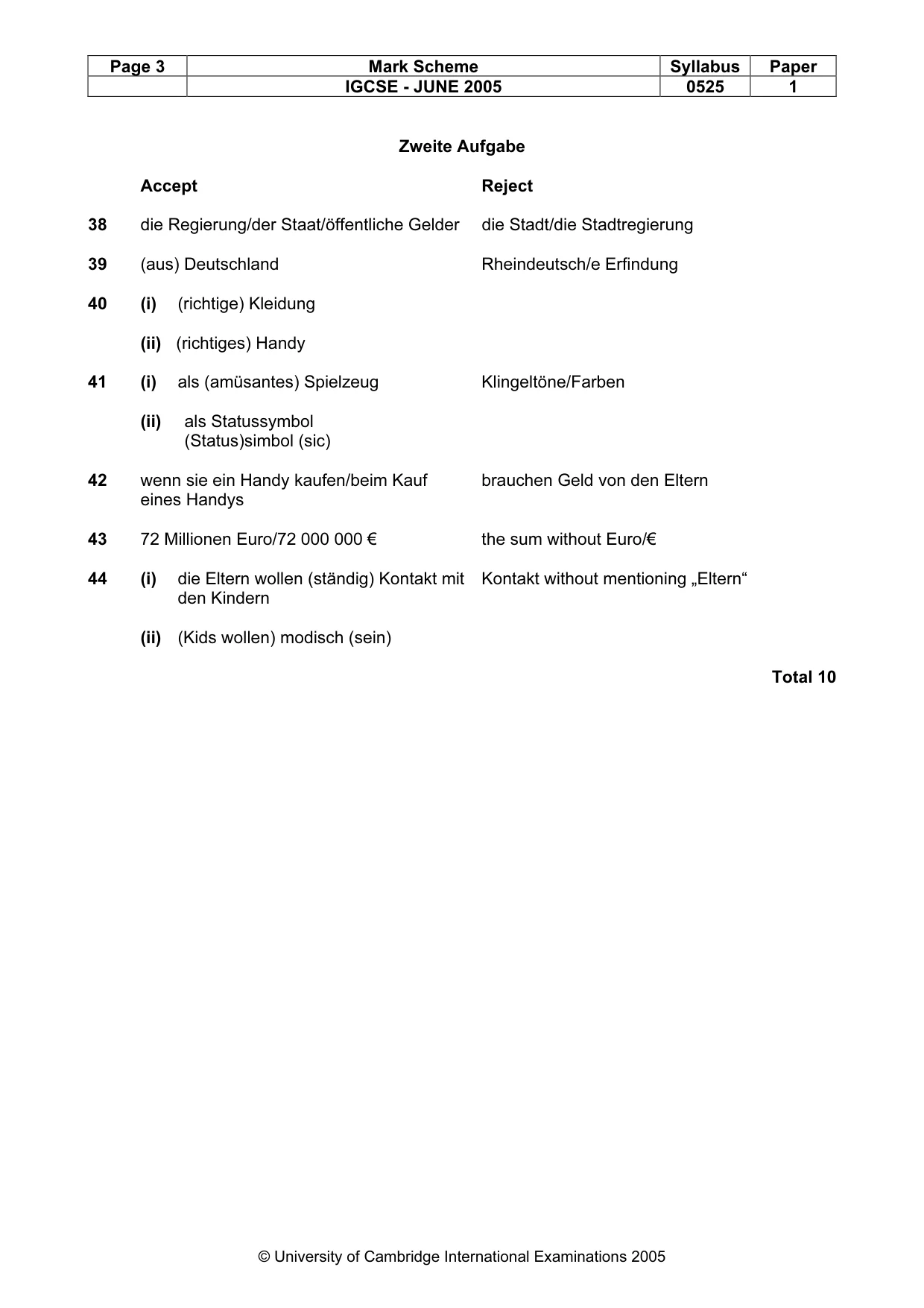 Mark scheme, page 6 of 6