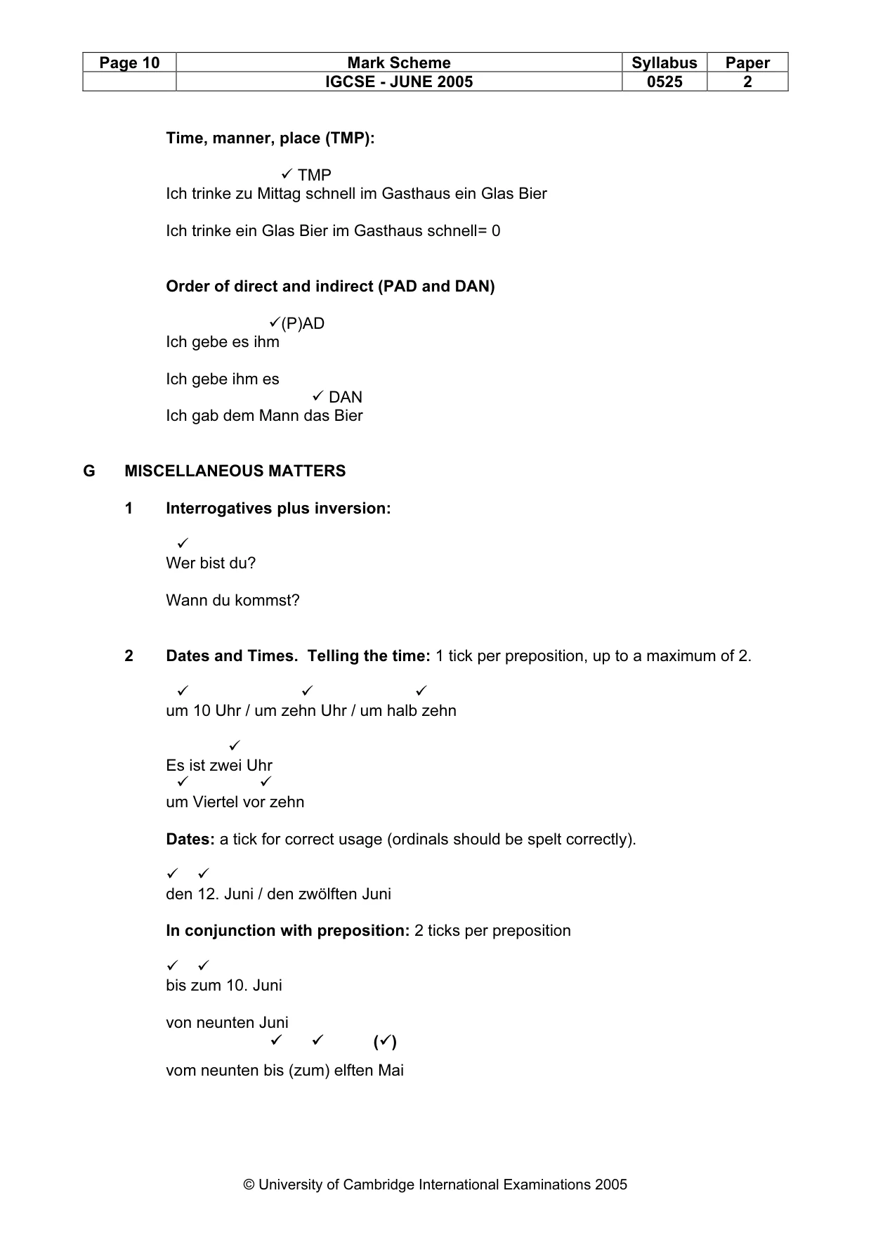 Mark scheme, page 13 of 15