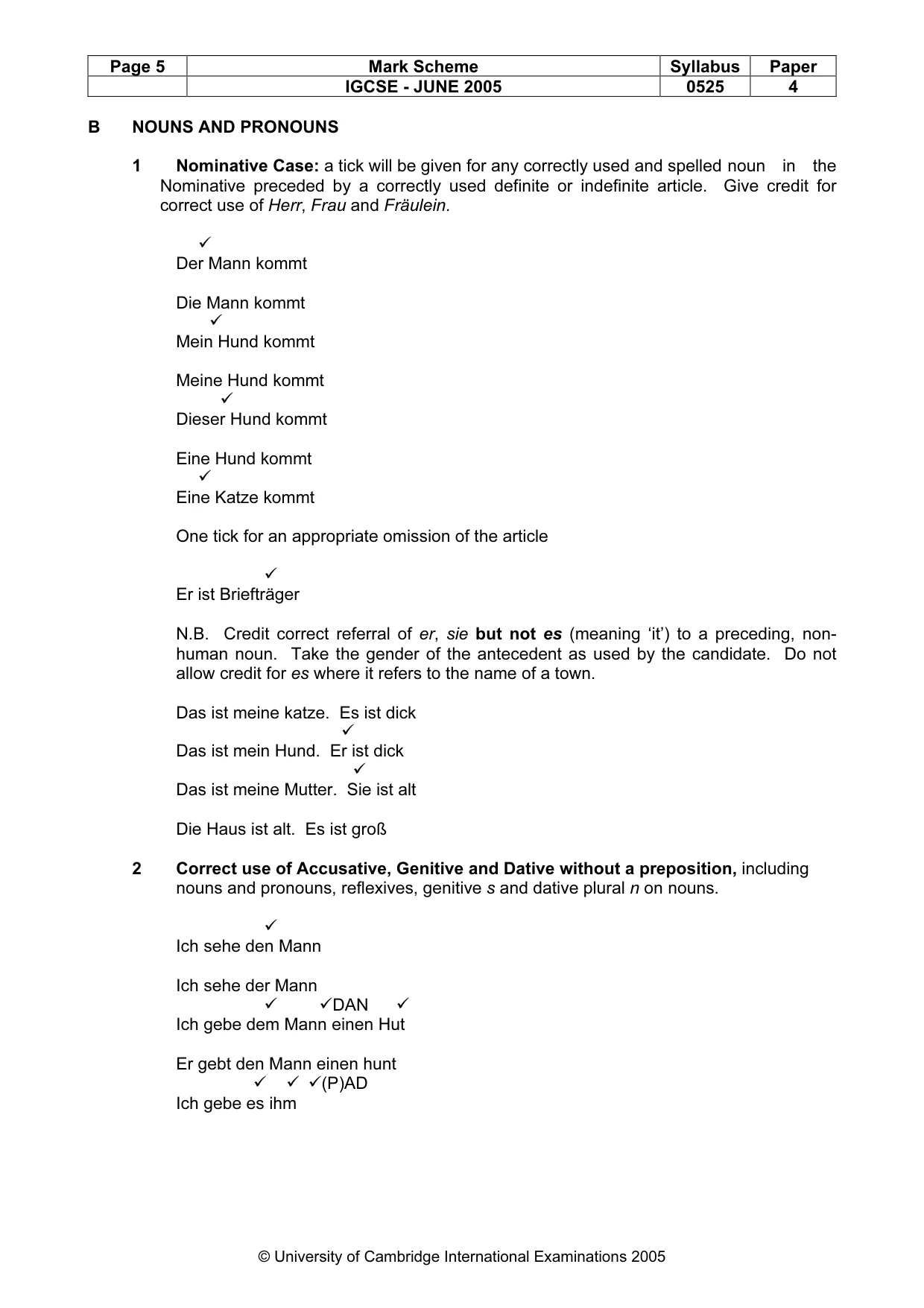 Mark scheme, page 8 of 14