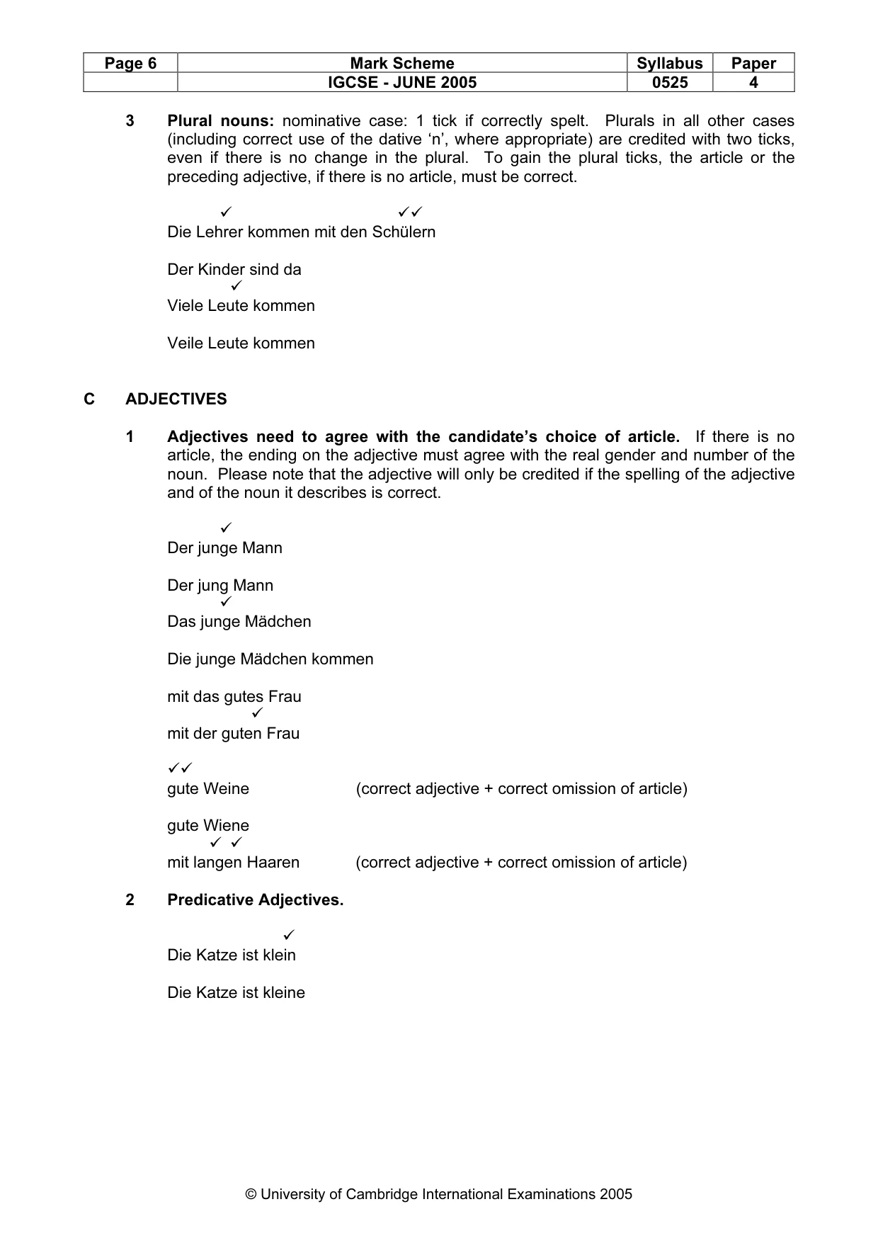 Mark scheme, page 9 of 14