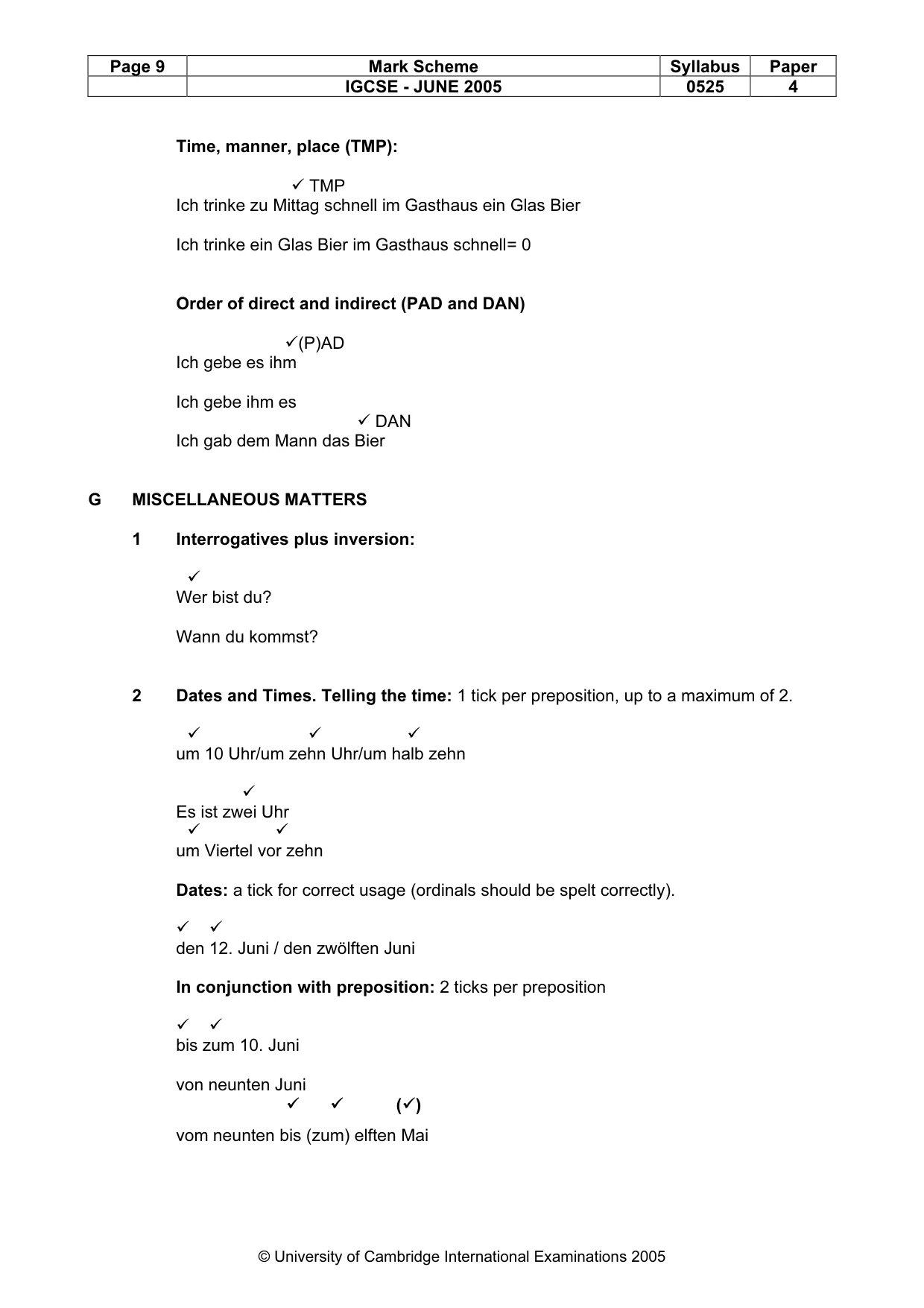 Mark scheme, page 12 of 14