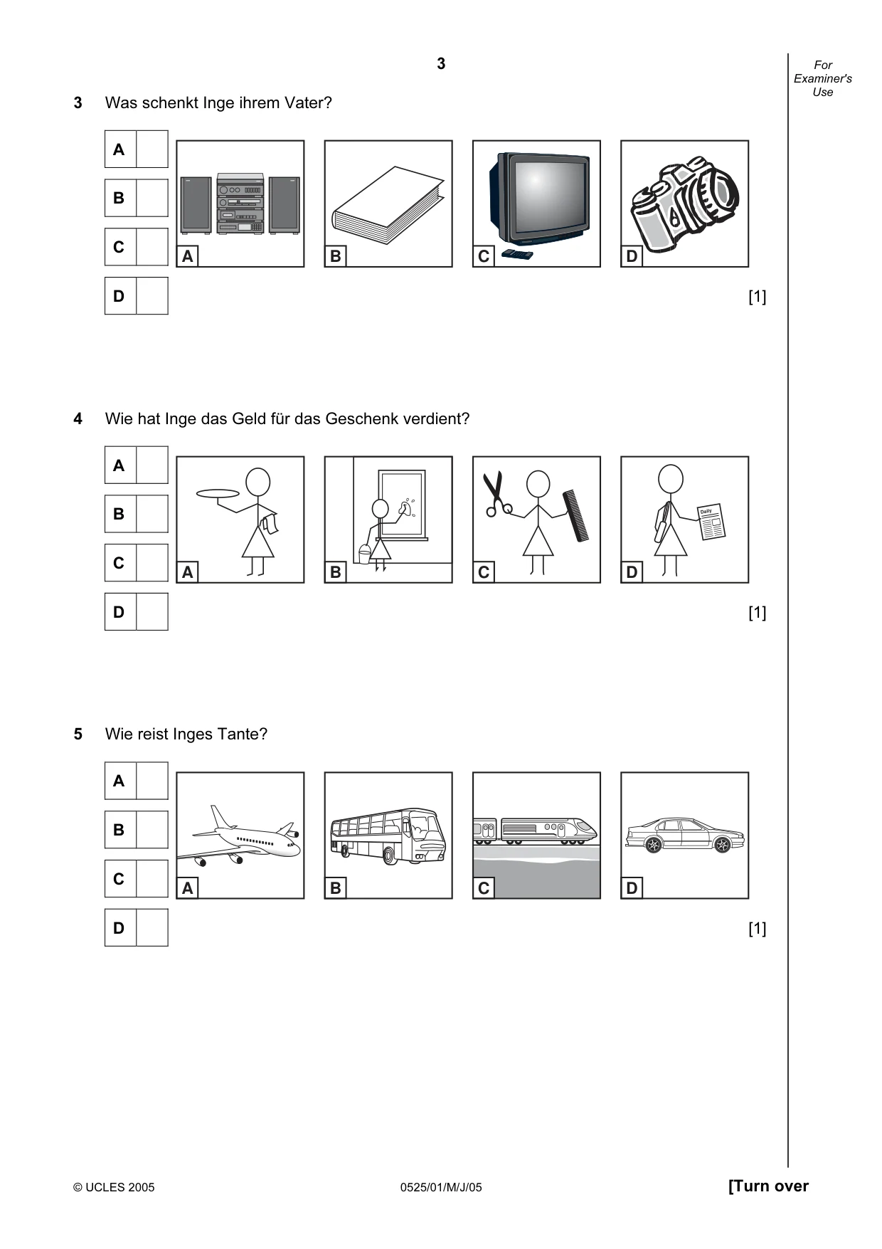 Cambridge IGCSE German - Foreign Language 0525 2005 May/June Paper 1 · Variant 1 question paper, page 3 of 12